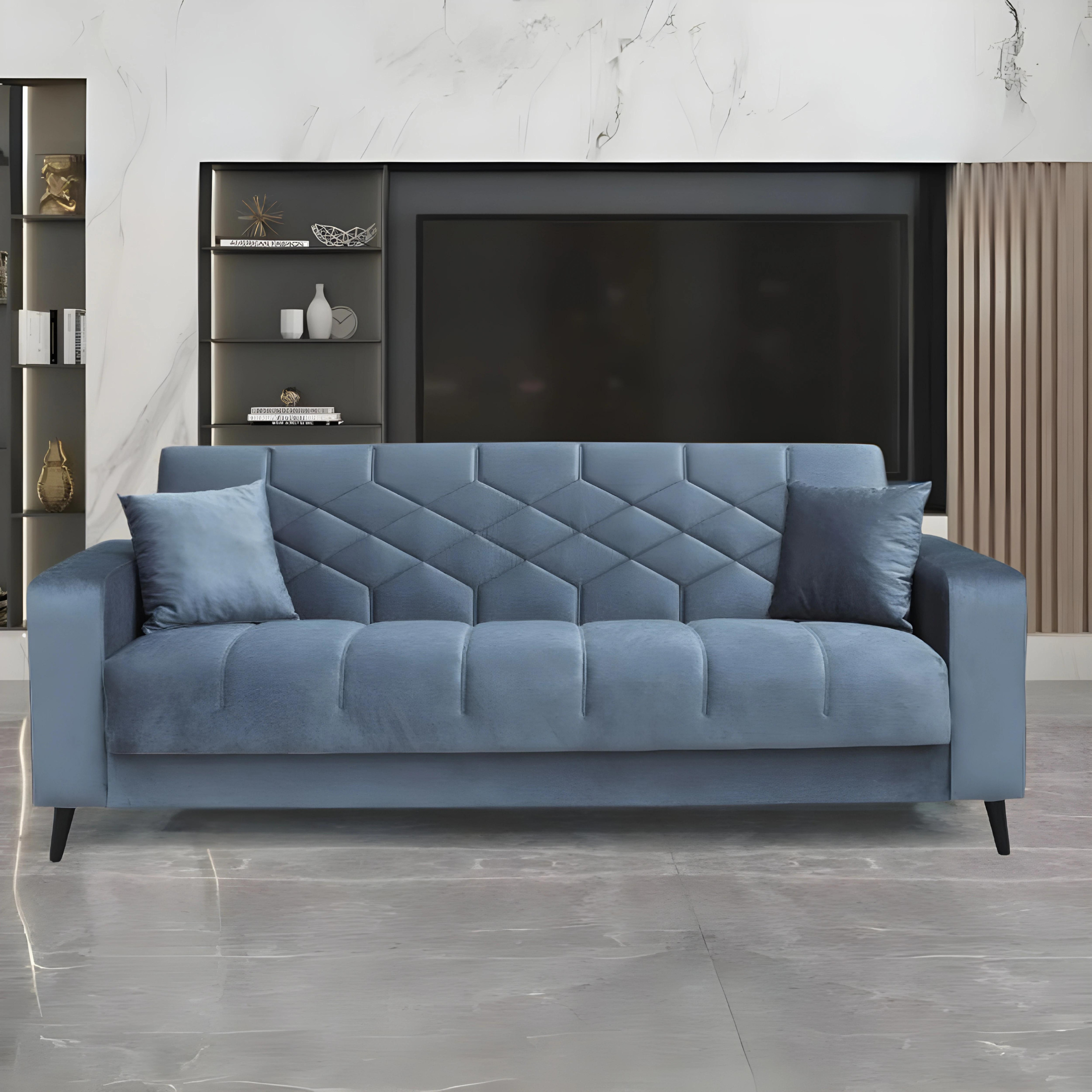 Divano moderno prontoletto 3 posti "Lisa" in velluto da soggiorno cm 225x85 84h