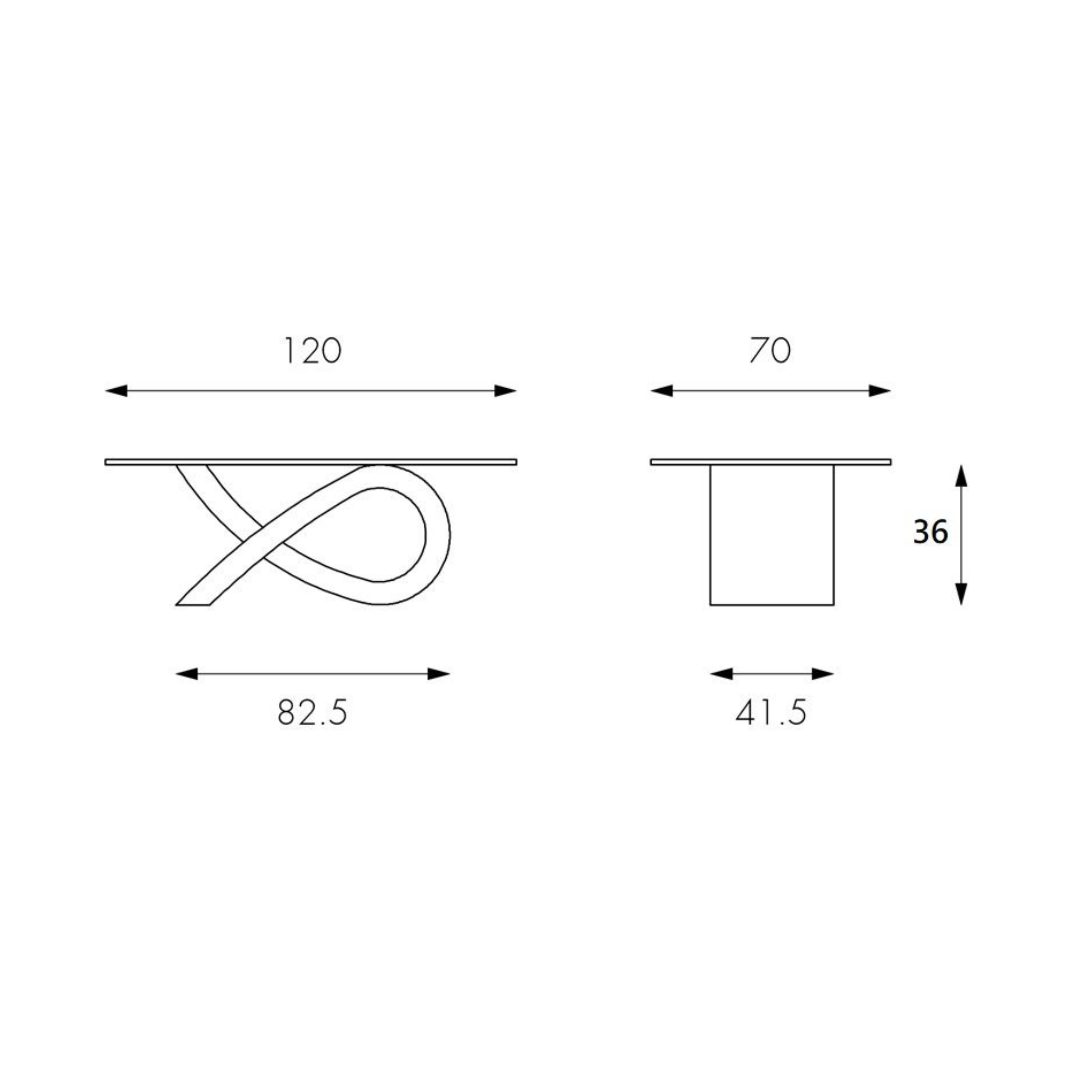 Mesita baja en piedra fósil "Fiocco" tapa de cristal templado 120x70 cm 37h