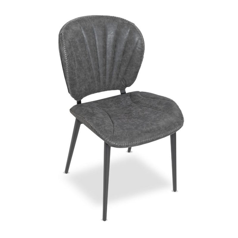 Set di sedie da pranzo "Elice" imbottite in ecopelle con gambe in metallo nere cm 47,5x65,5 85h