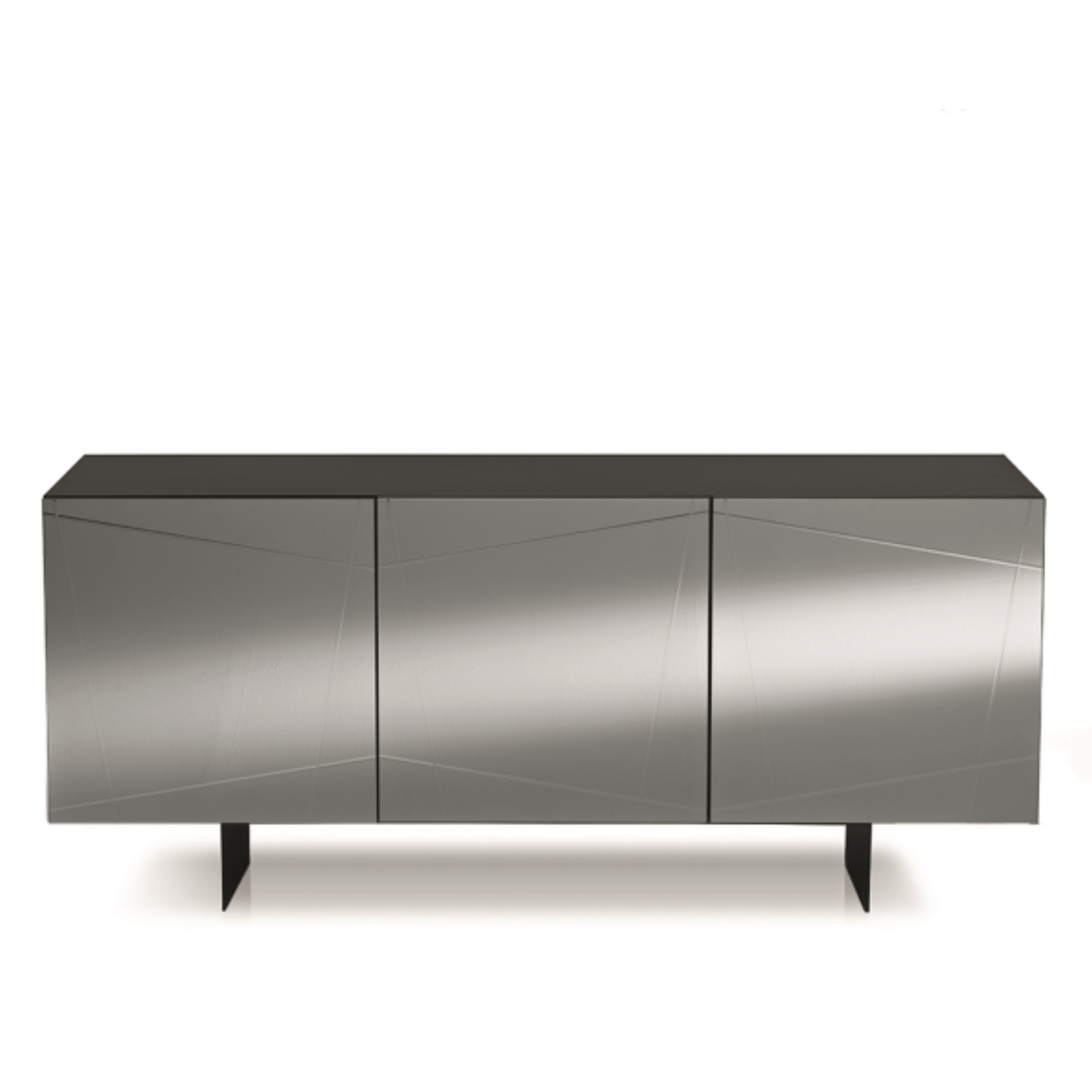Buffet moderne déjà assemblé en bois "Iside" 3 portes miroir 180x50 h80 cm