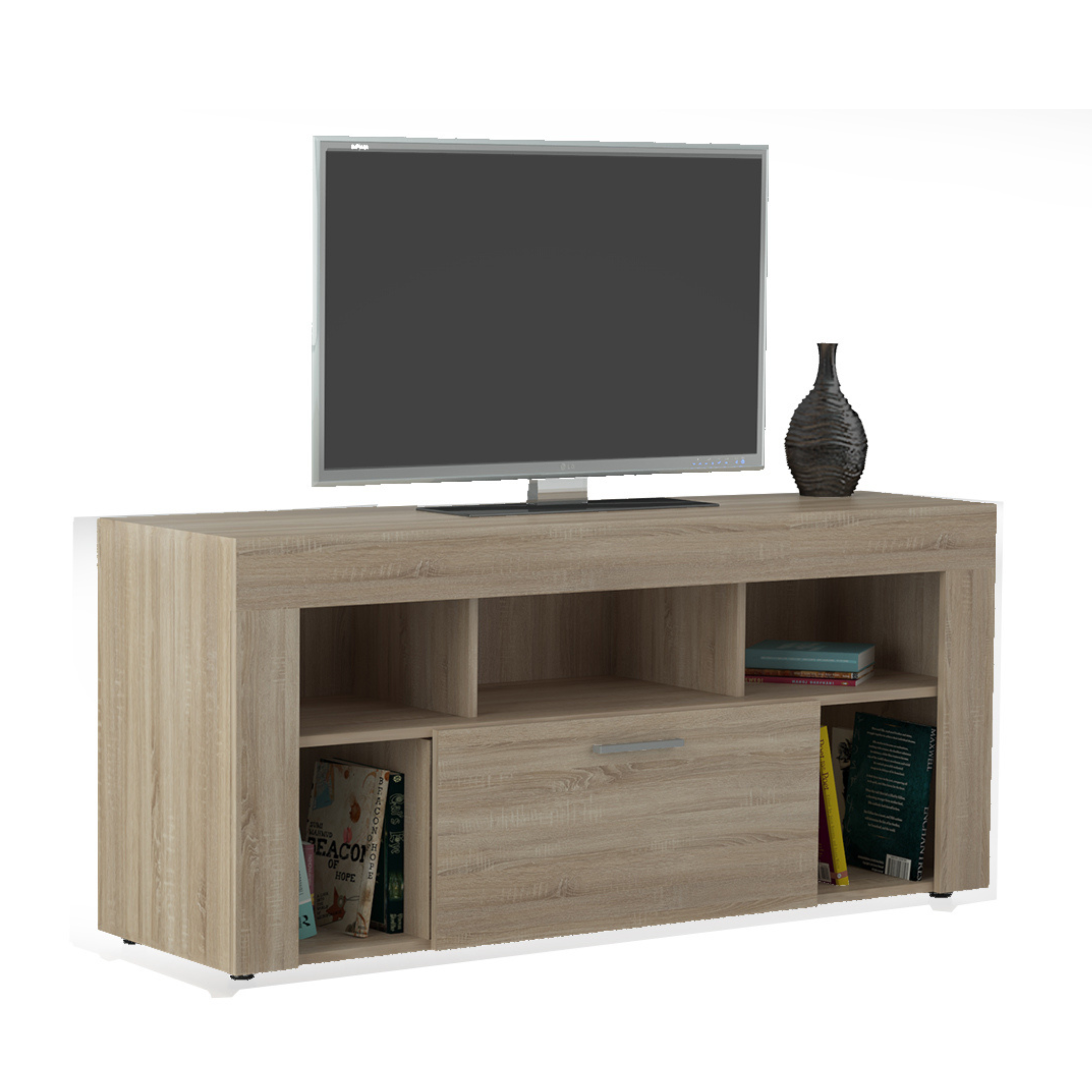 Mueble TV "Vision" de aglomerado 1 puerta con baldas 130x42 cm 60h