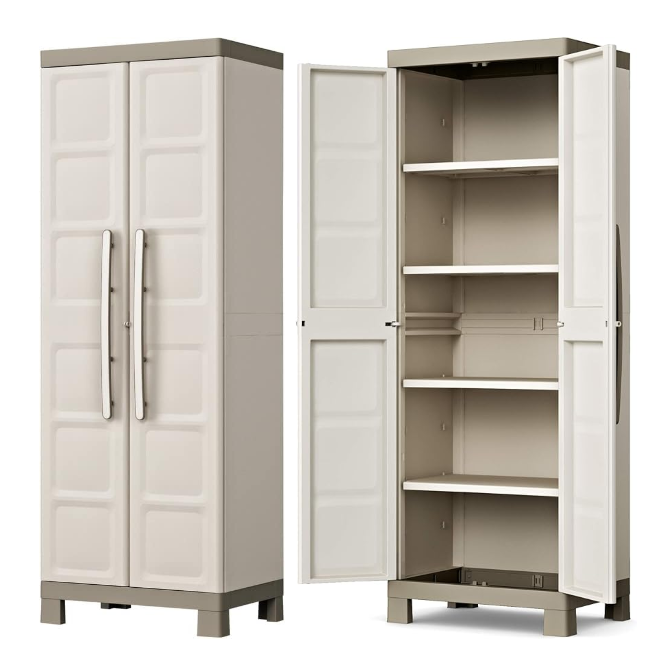 Armadio in resina da giardino "Bacau" con ripiani interni e piedini rialzati