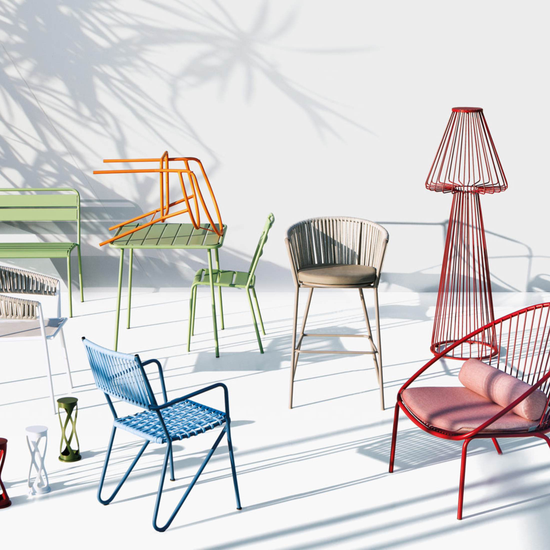 Set di sedie in acciaio inox e corda "Daisy Rope" da giardino cm 62x50 80h