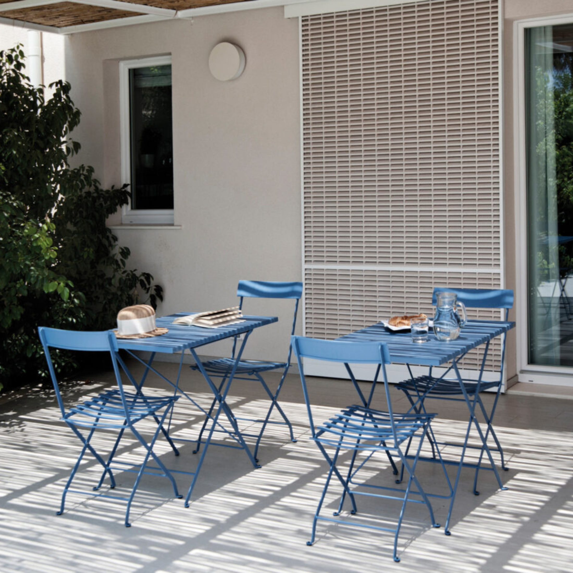 Table carrée pliante "Step" en métal galvanisé pour jardin h 75 cm