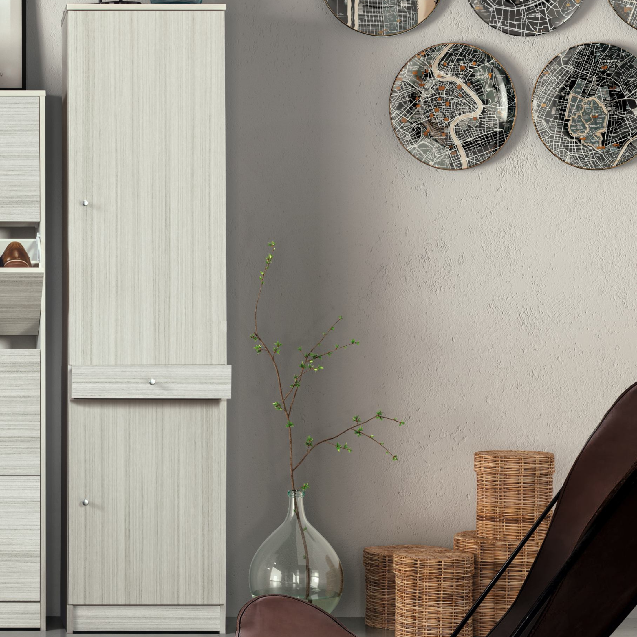 Mobile colonna "Country" 2 ante in legno 1 cassetto cm 46x34 183h