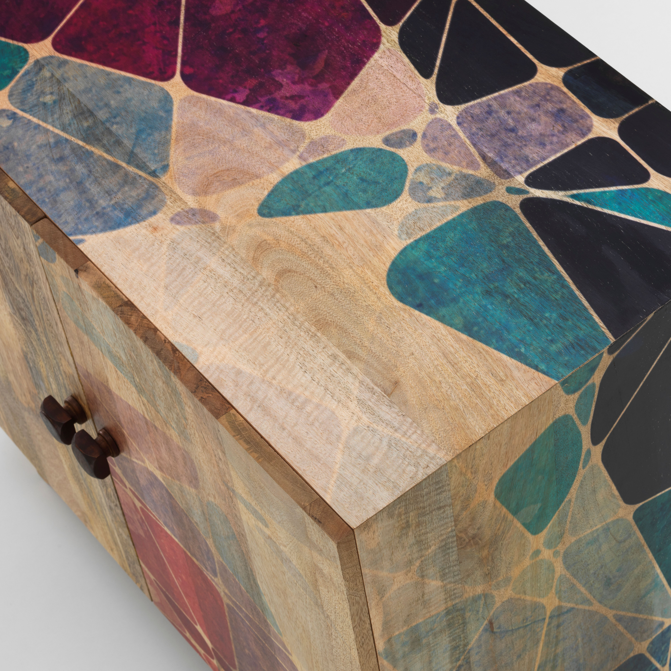Madia etnica in legno di mango "Riki" da soggiorno 2 ante cm 81x45 75h