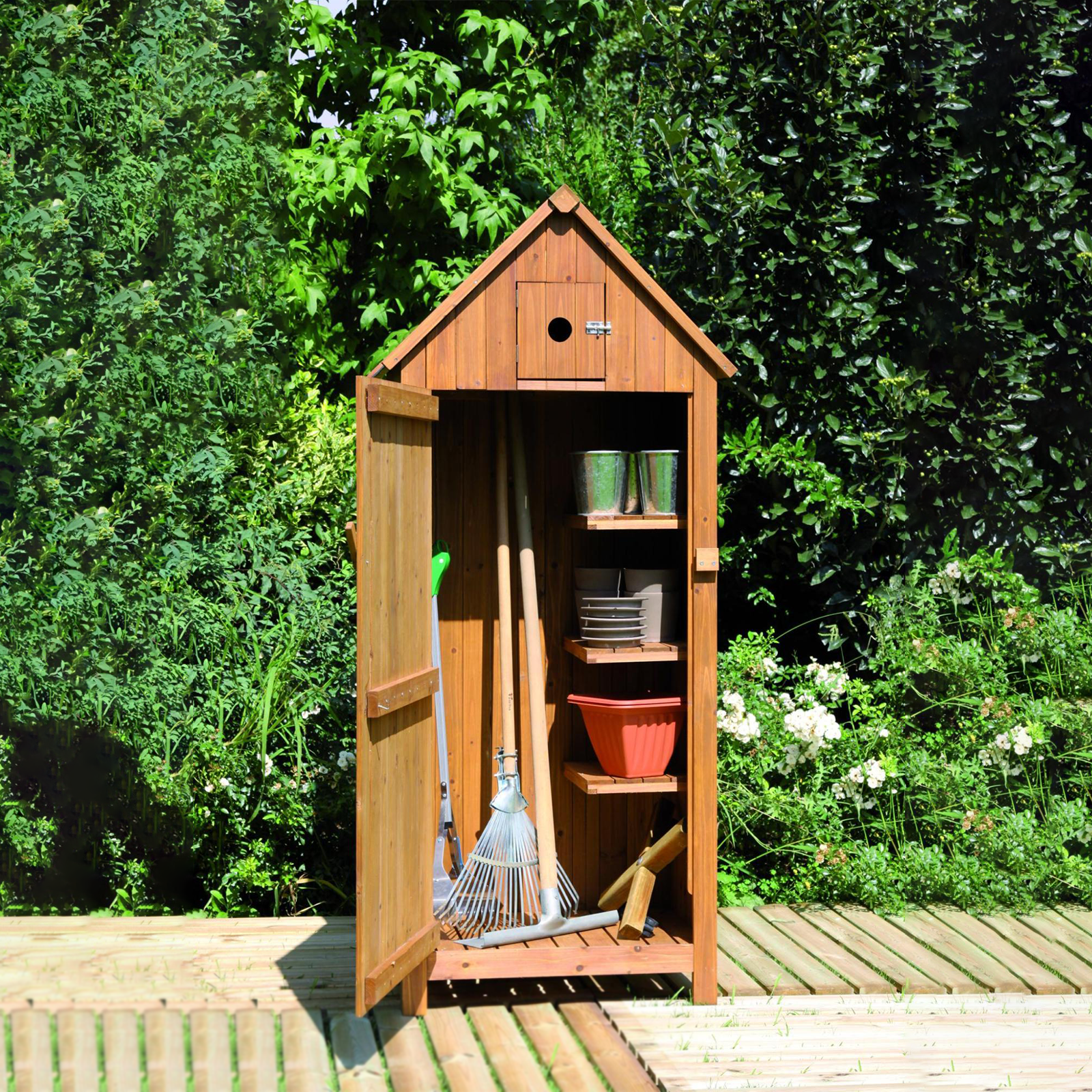 Meuble de rangement en bois de sapin "Utile3" 3 étagères avec toit étanche 77x54 cm 179h
