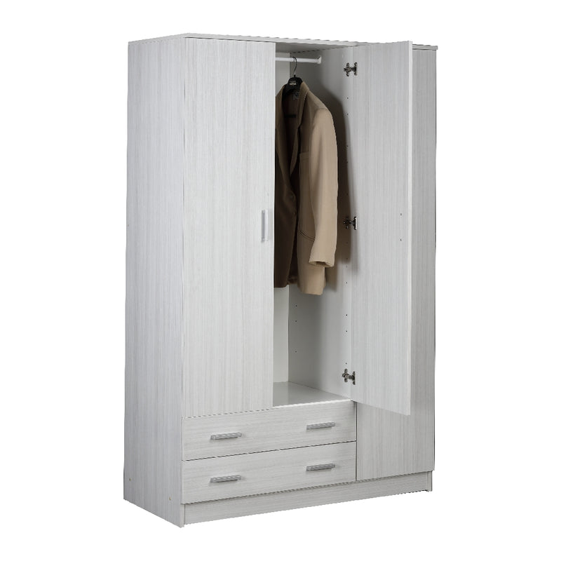 Armadio in legno moderno 3 ante "Cabinet" appendiabiti 2 cassetti cm 111x47 171h