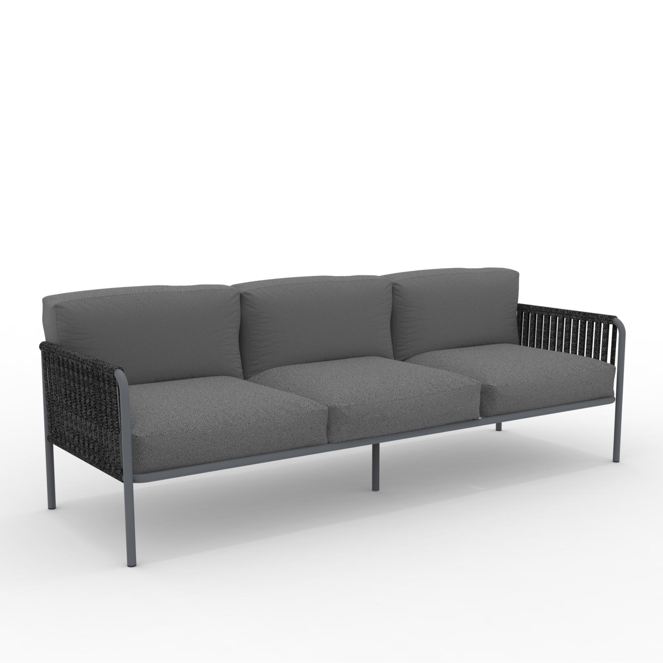 Sofá 3 plazas con respaldo de cuerda "Key West3" con cojines 240x83 cm 78h