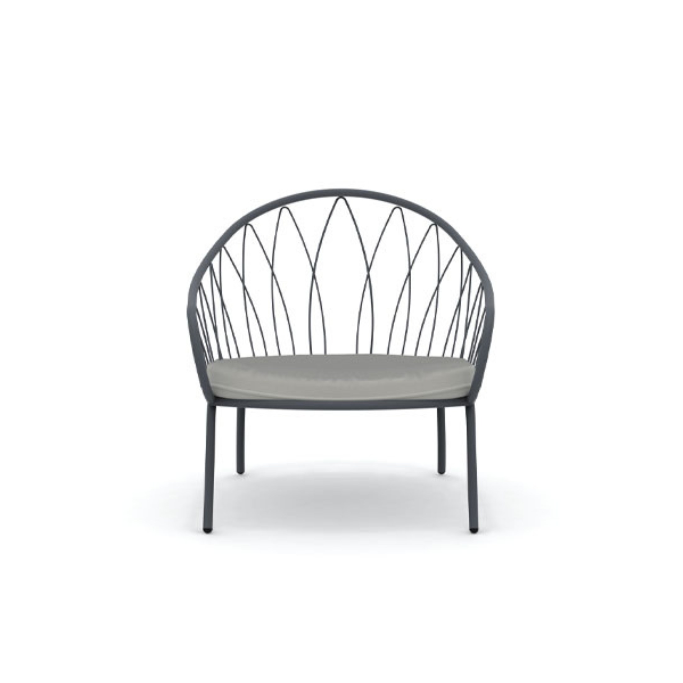 Poltrona bassa da giardino in metallo "Flora" sedia lounge impilabile cm 75x75 75h