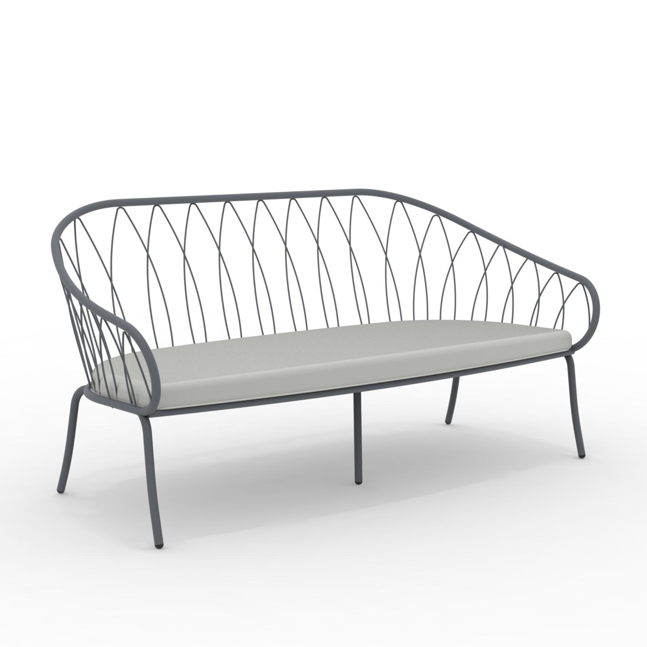 Canapé de jardin en métal "Flora" banquette lounge empilable 160x78 cm 75h