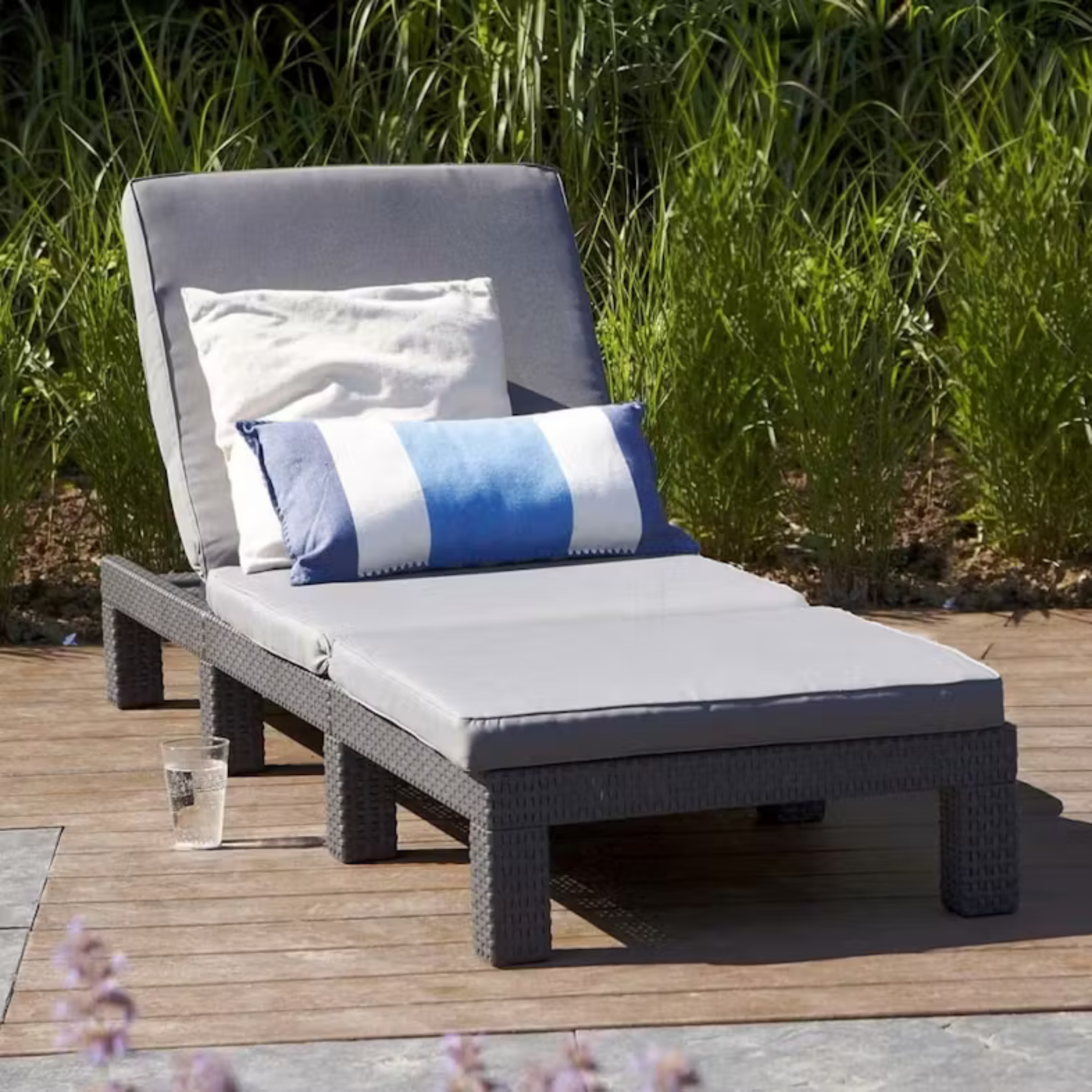 Transat d'extérieur avec coussin "Day" 195x65 cm 22h