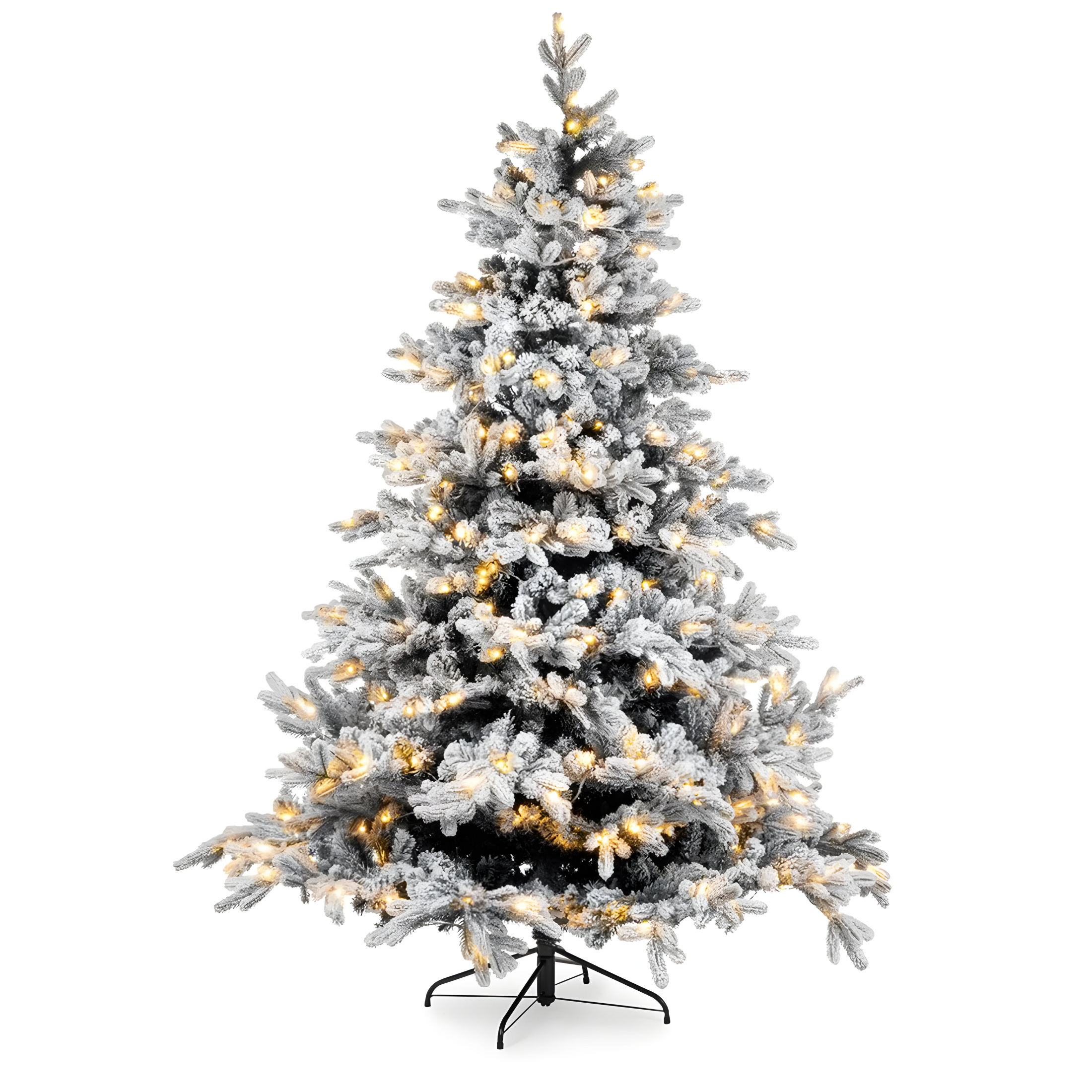 Albero di Natale innevato "Astro" moderno con big led in PE + PVC + Flock