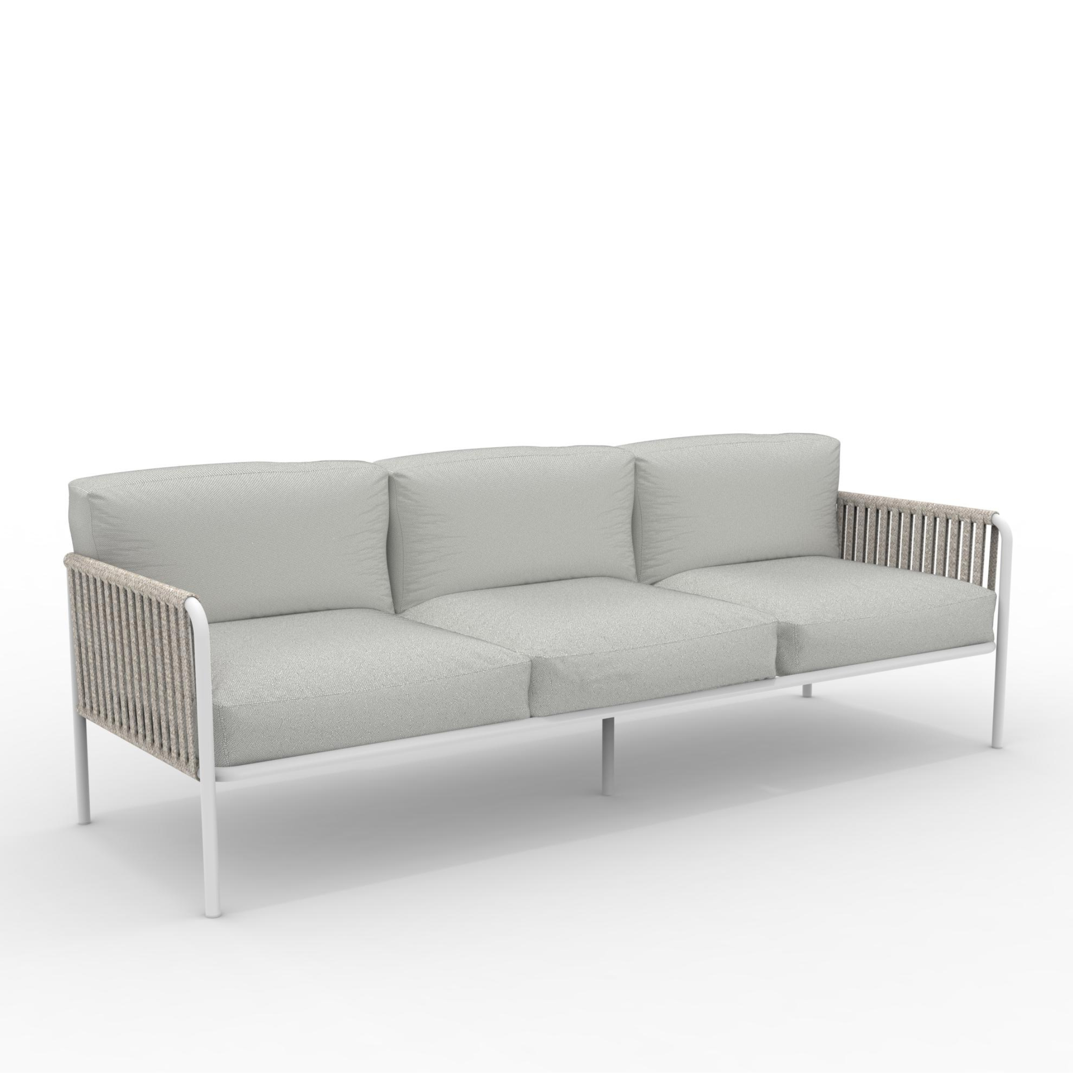 Sofá 3 plazas con respaldo de cuerda "Key West3" con cojines 240x83 cm 78h