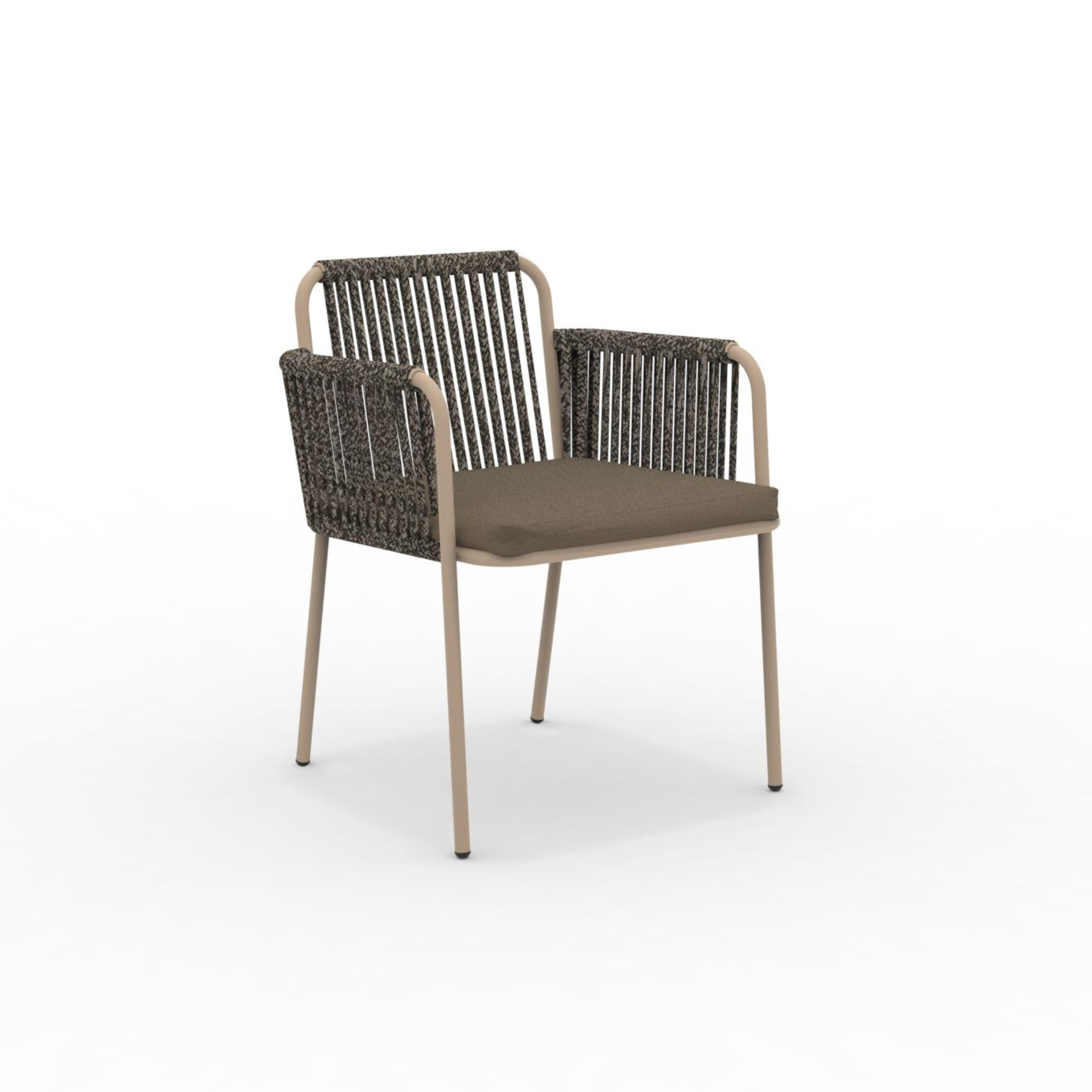 Ensemble fauteuil lounge avec coussin et dossier en corde "Key West" empilable 62x66 cm 85h