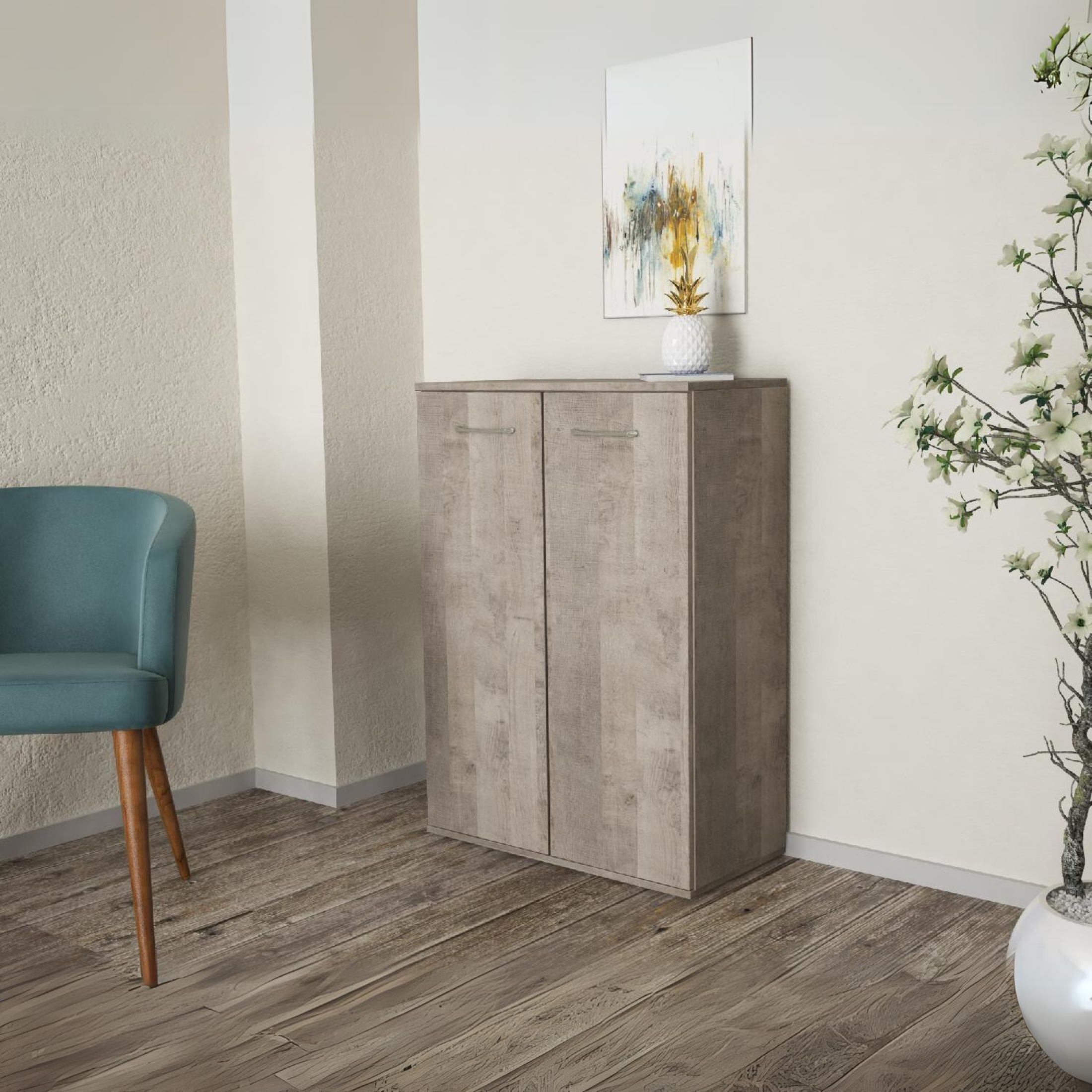 Mobile multiuso da soggiorno "Barly" a 2 ante 2 ripiani cm 68x34 95h