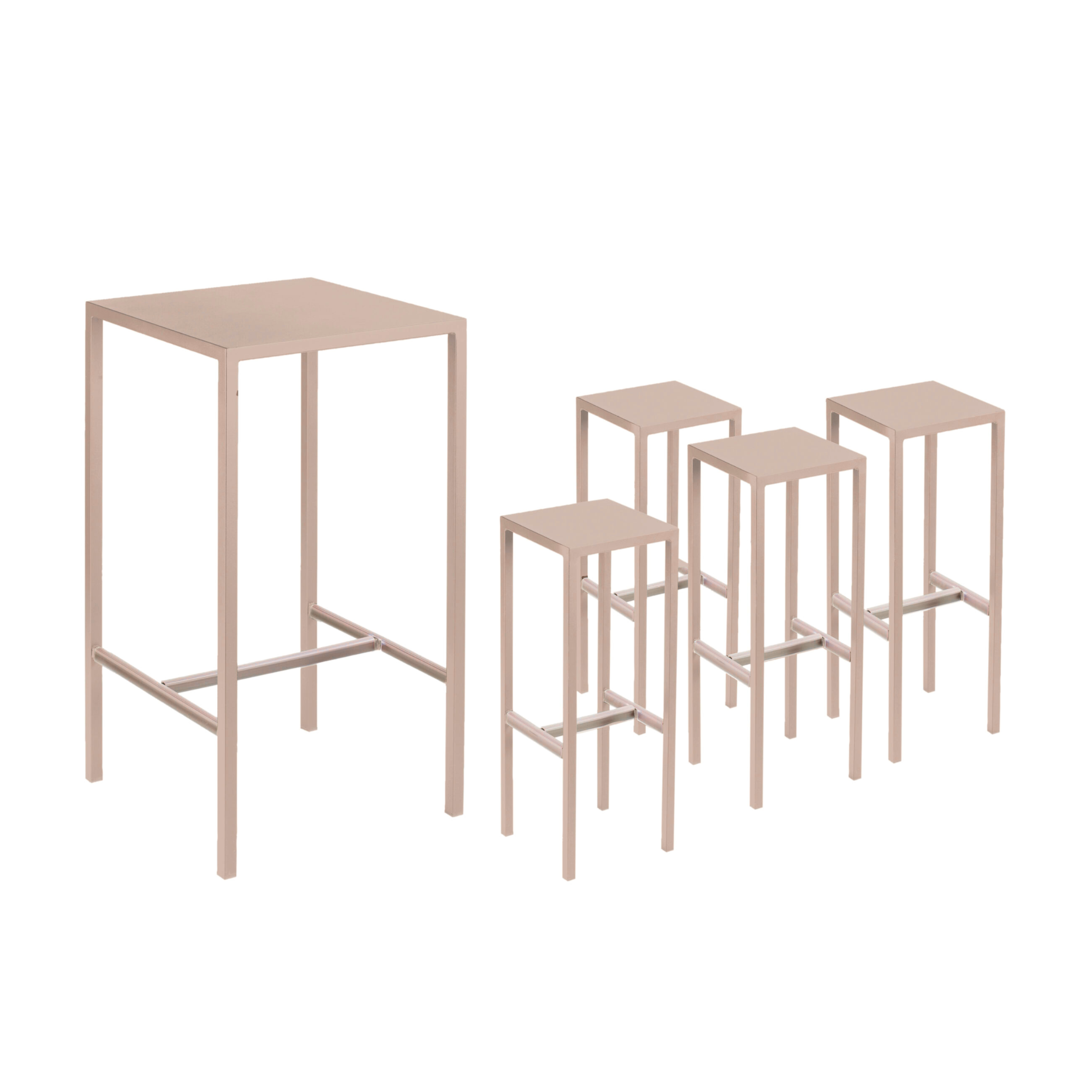 Ensemble table haute + 4 tabourets de jardin modernes "Bord de mer" en métal