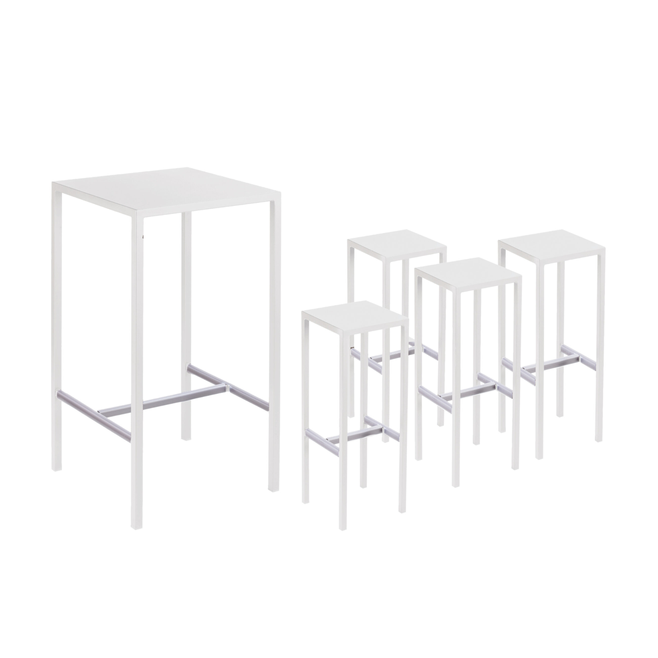 Ensemble table haute + 4 tabourets de jardin modernes "Bord de mer" en métal