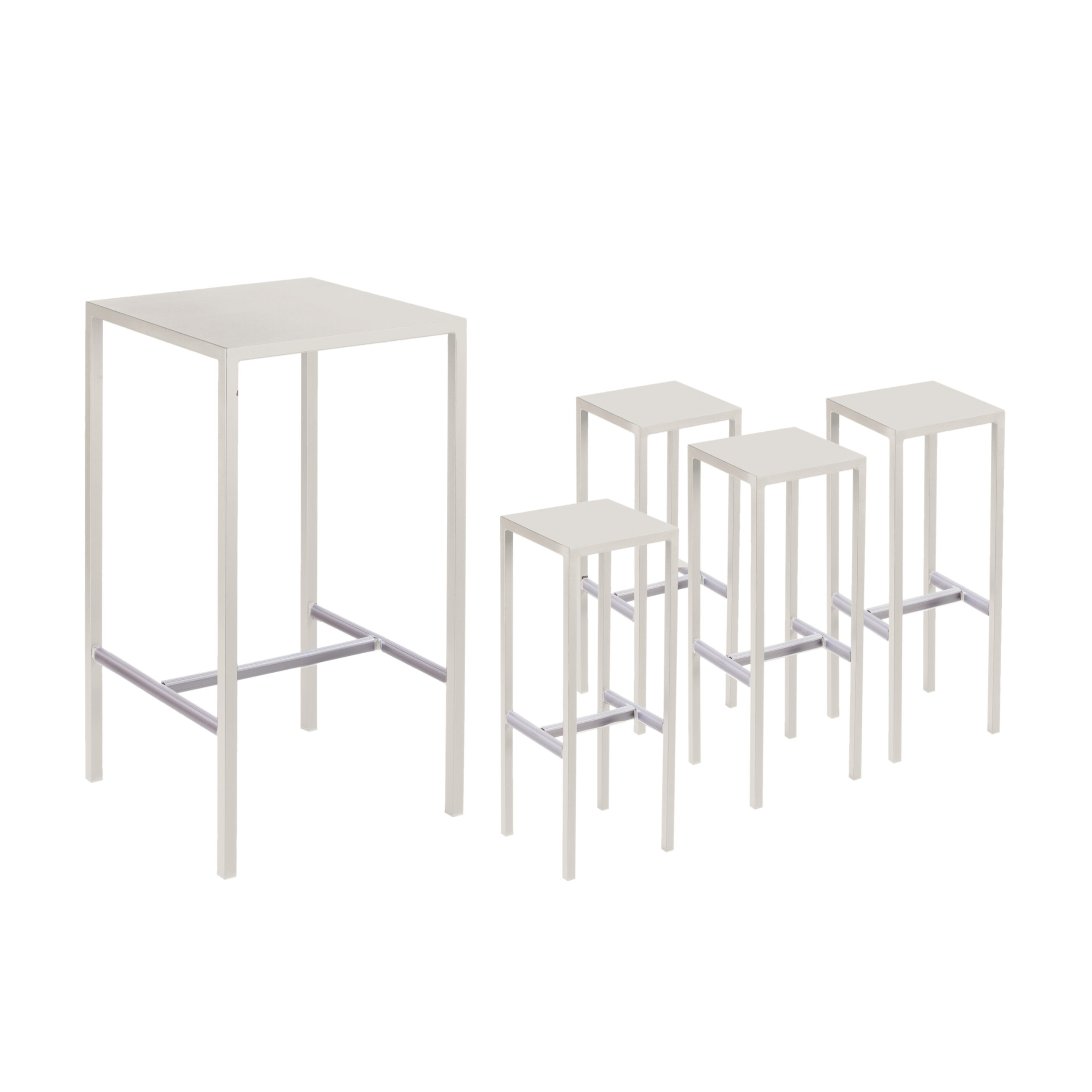 Ensemble table haute + 4 tabourets de jardin modernes "Bord de mer" en métal
