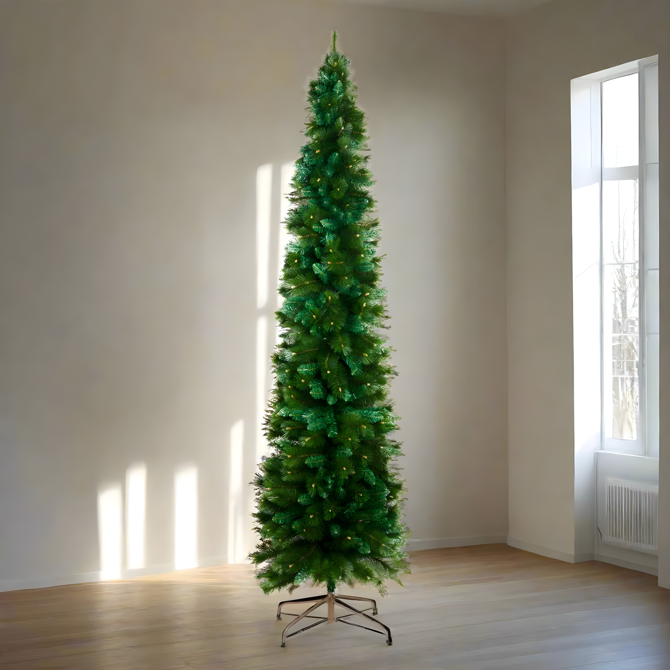 Sapin de Noël fin "Copenhagen" en PP et PVC effet aiguilles de pin