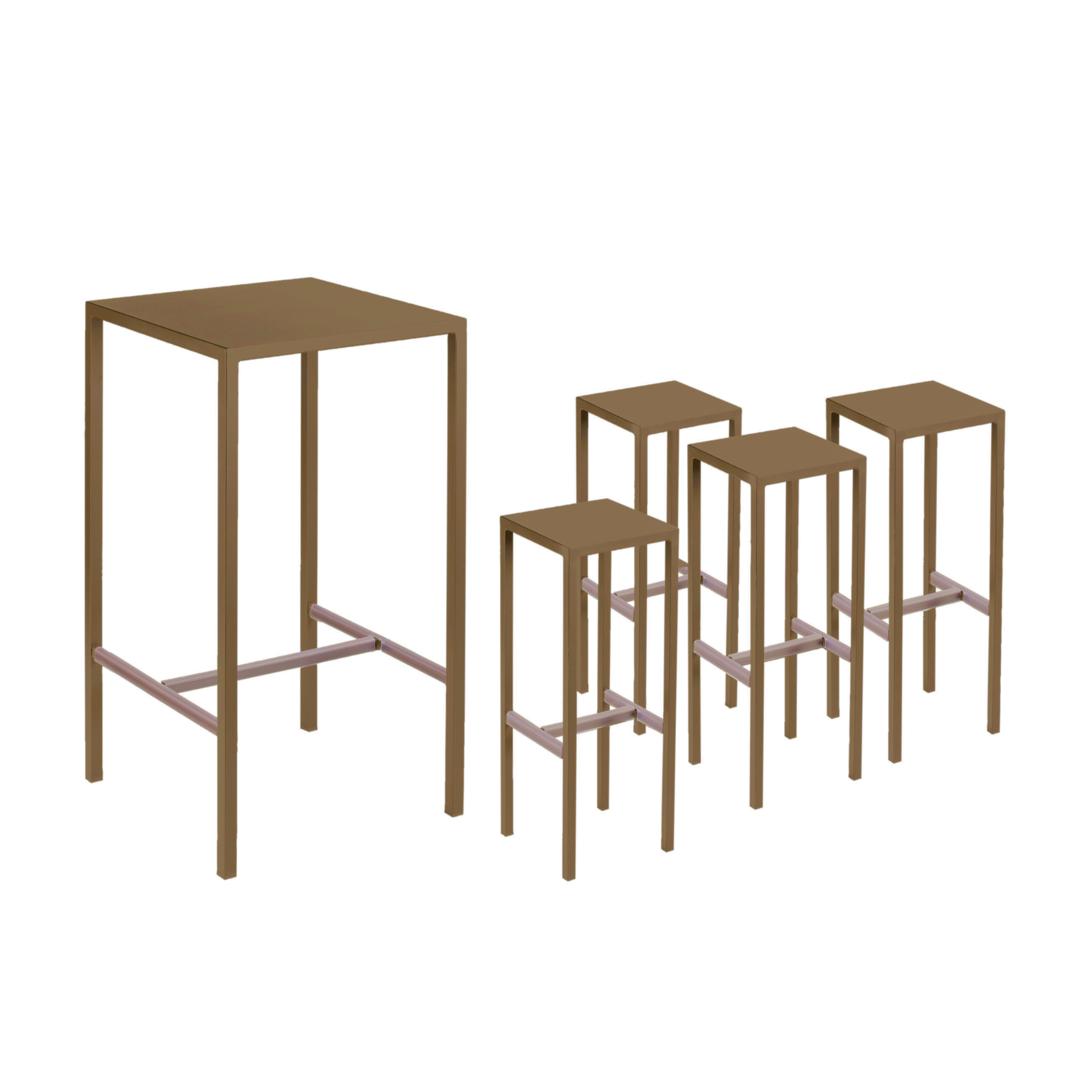Ensemble table haute + 4 tabourets de jardin modernes "Bord de mer" en métal