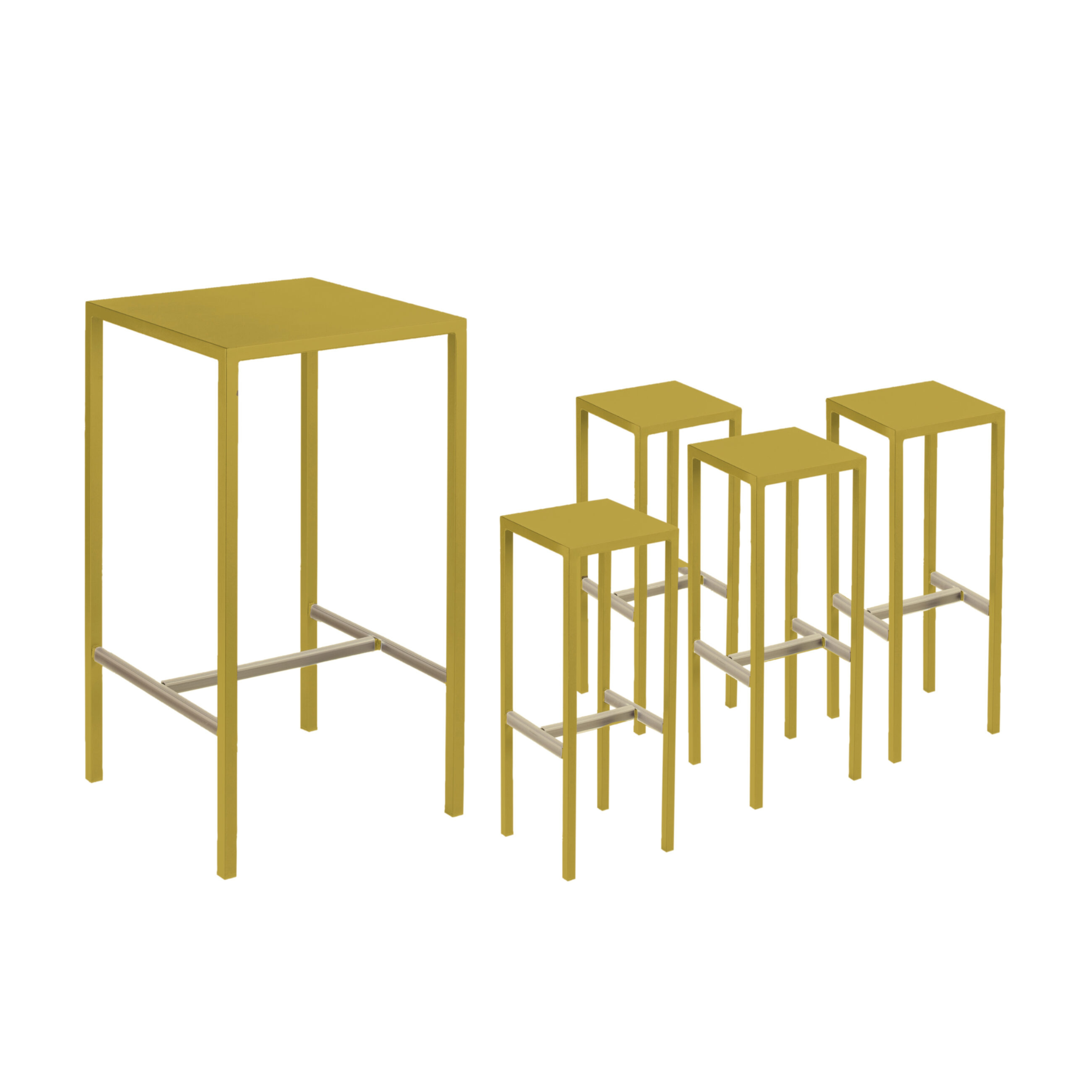 Ensemble table haute + 4 tabourets de jardin modernes "Bord de mer" en métal