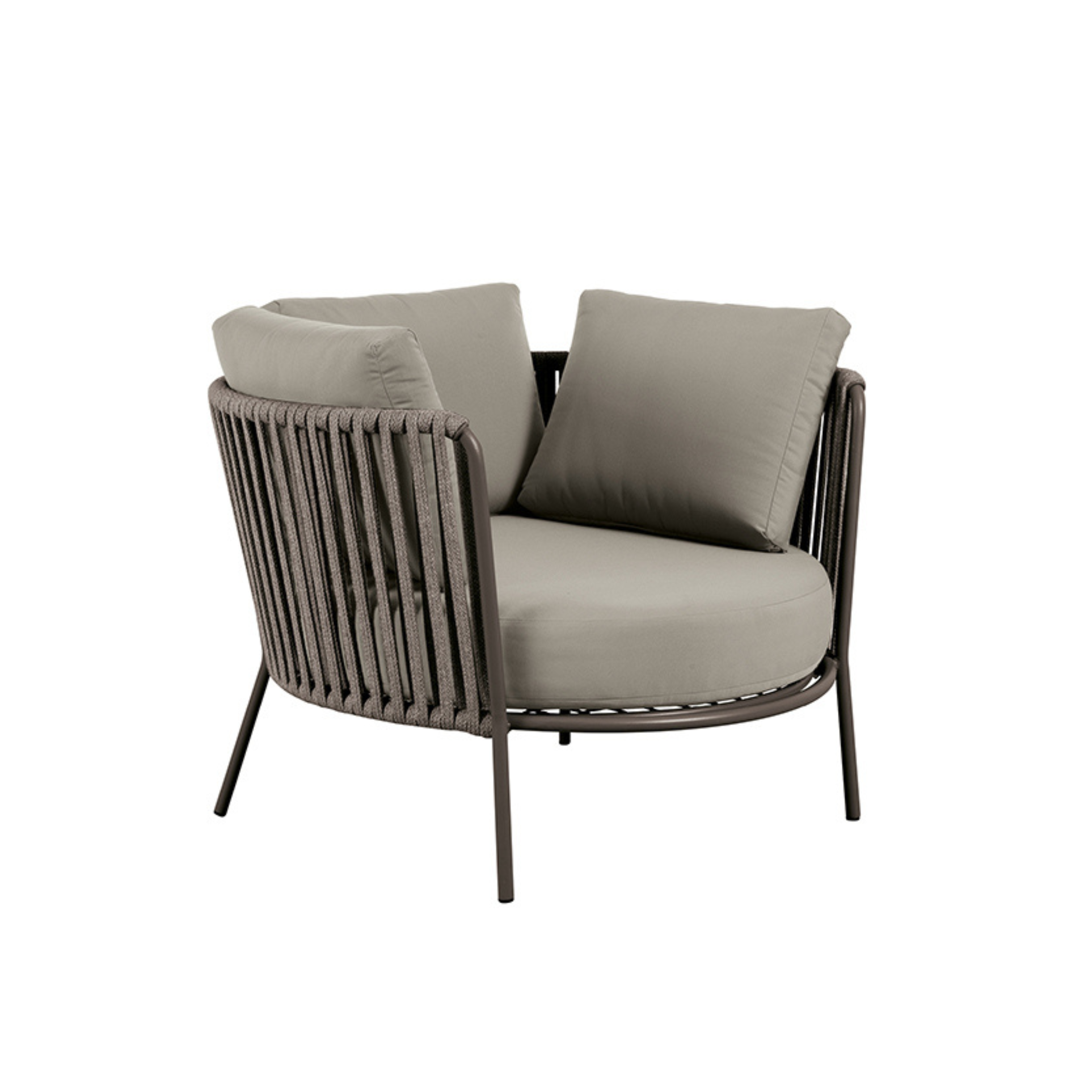 Maxi fauteuil bas en corde et métal chaise longue de jardin "Daisy Rope" 104x104 cm 71h