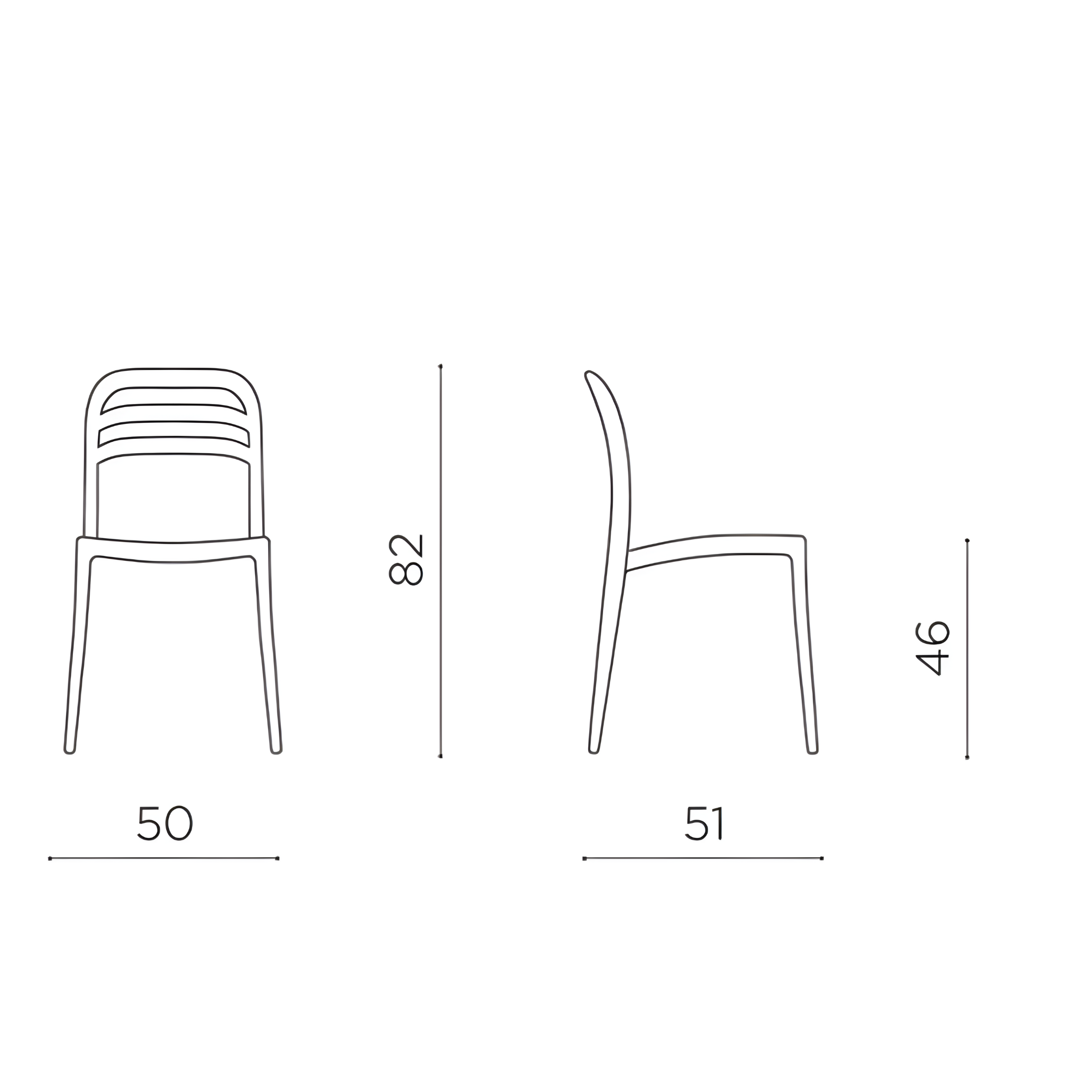 Set di sedie da pranzo "Guapa" in polipropilene cm 50x51 82h