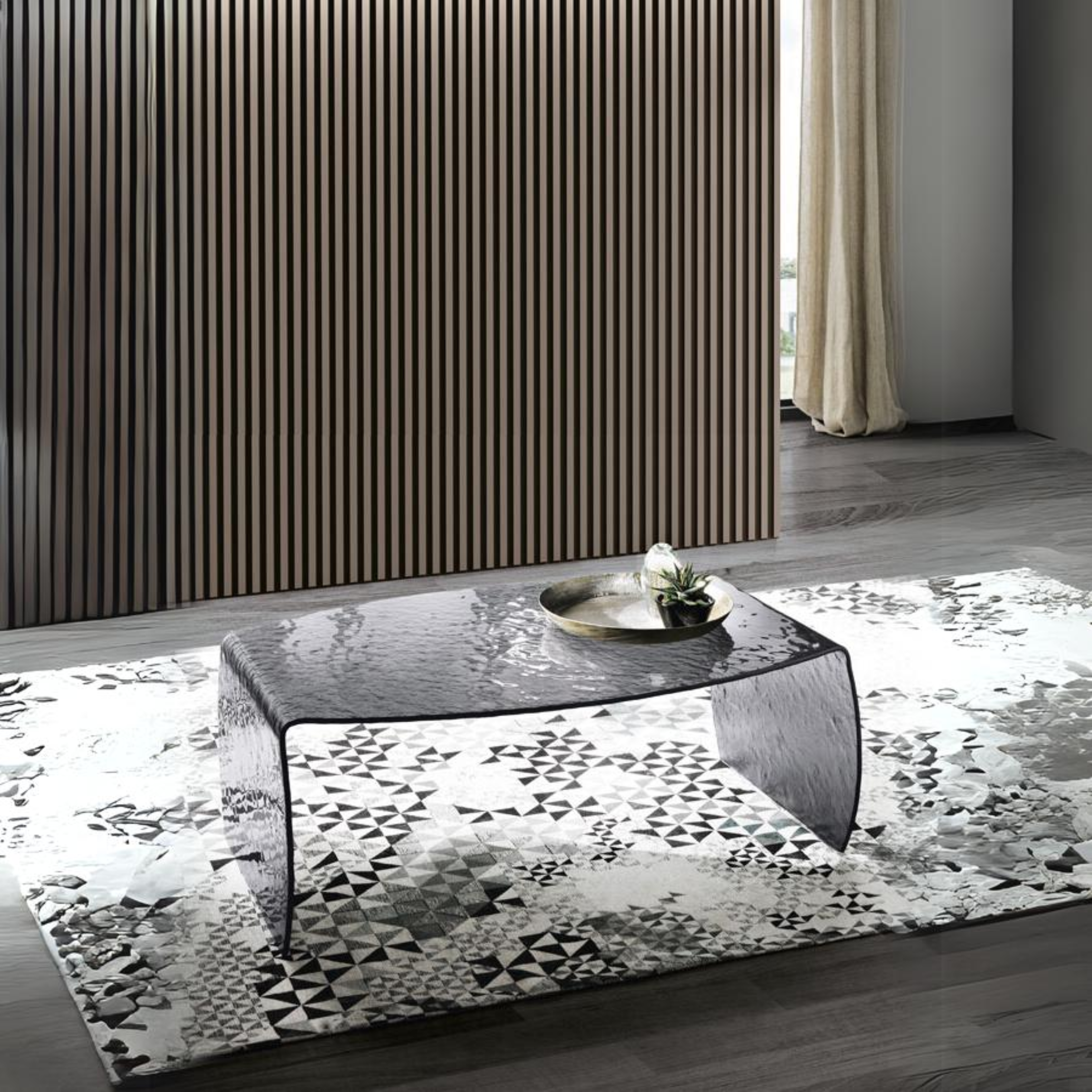 Table basse moderne "Elmo" en verre trempé 100x65 cm 38h