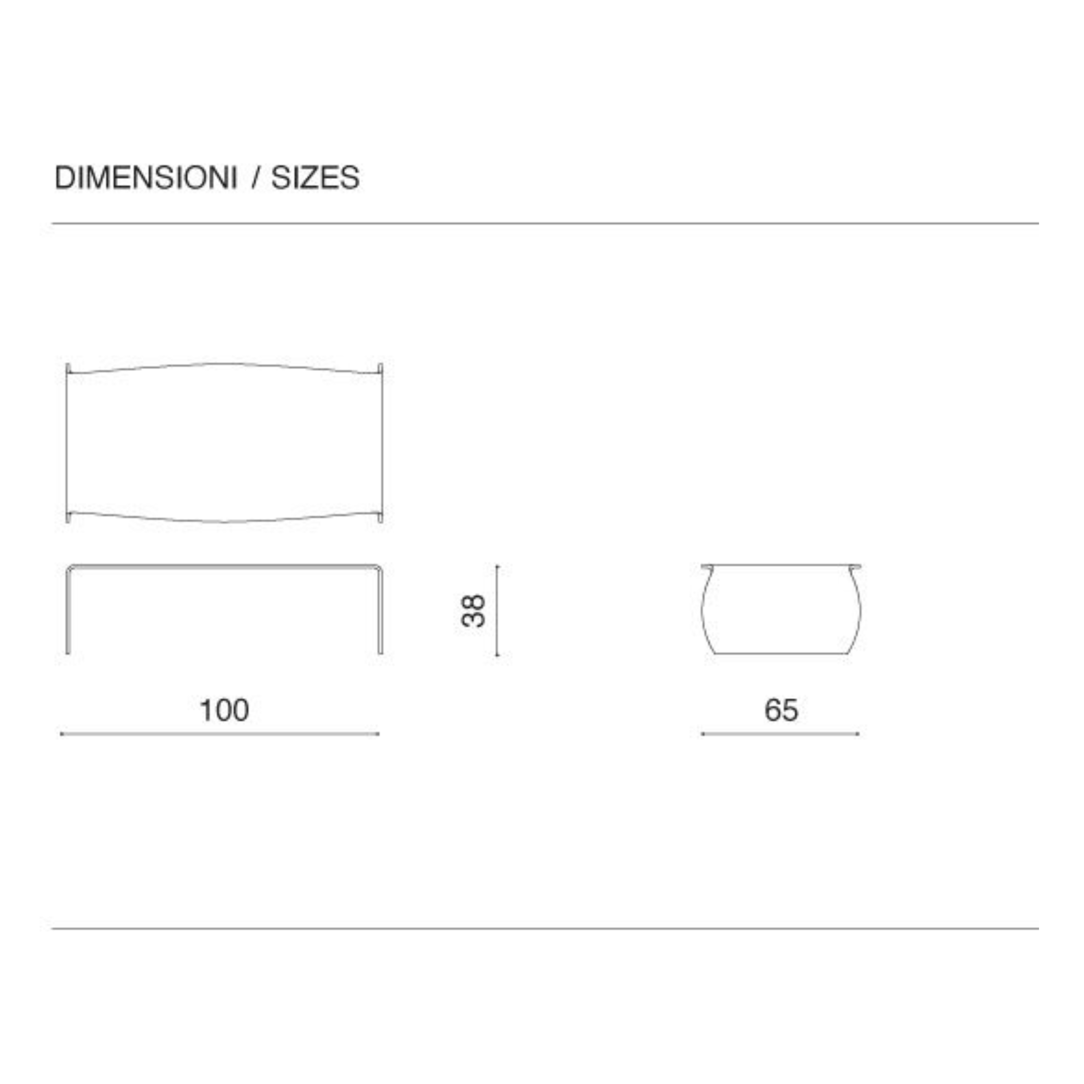 Tavolino moderno in vetro temperato "Tiffany" rettangolare cm 100x65 38h