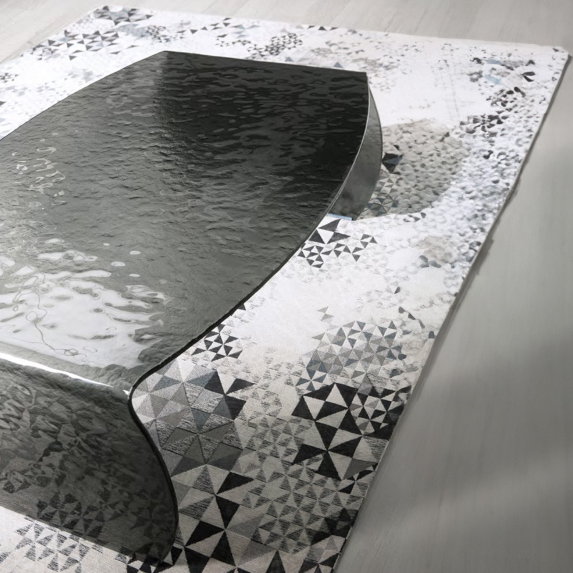 Table basse moderne "Elmo" en verre trempé 100x65 cm 38h