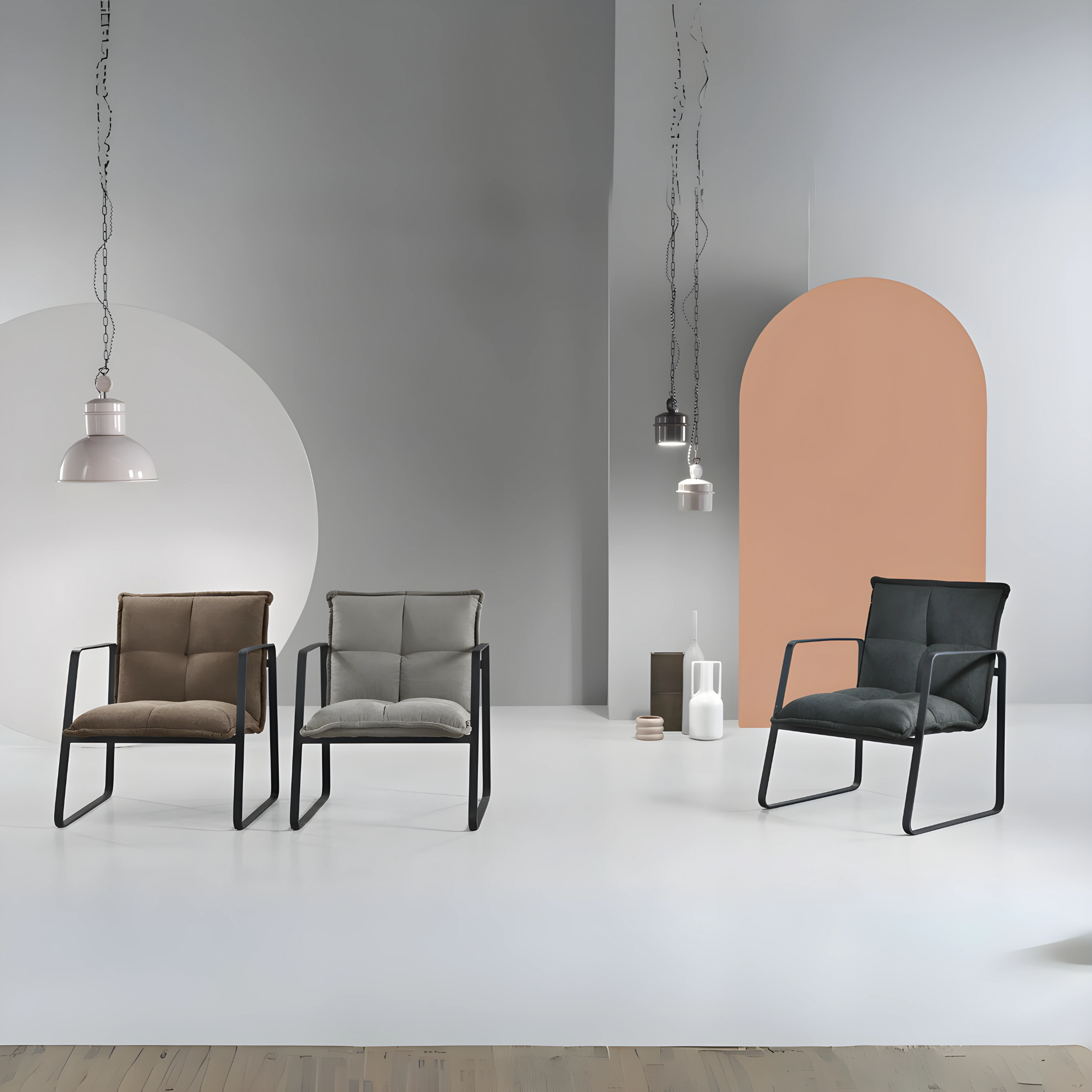 Poltrona in tessuto "Axel" moderna con struttura in metallo cm 68x65 78h