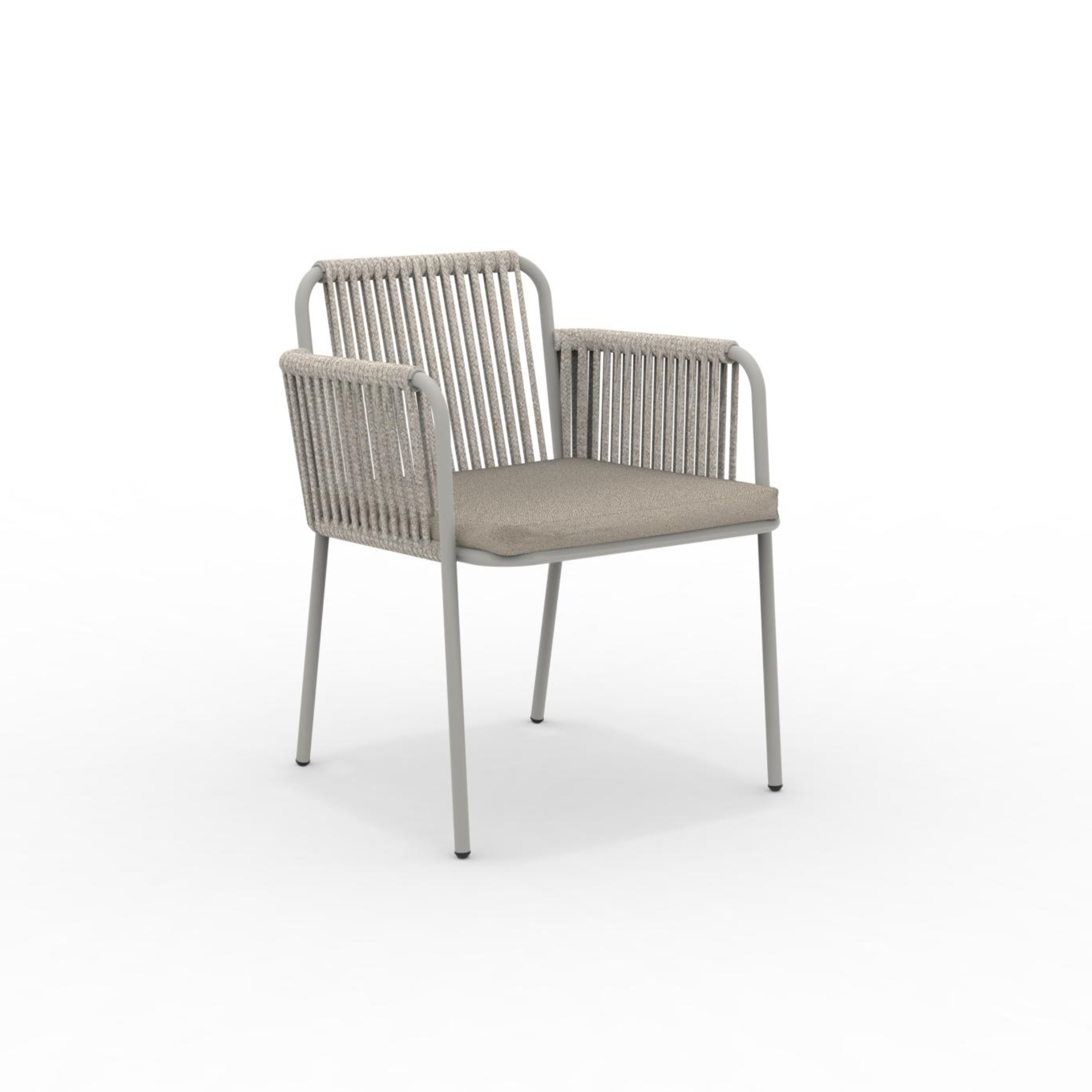Ensemble fauteuil lounge avec coussin et dossier en corde "Key West" empilable 62x66 cm 85h