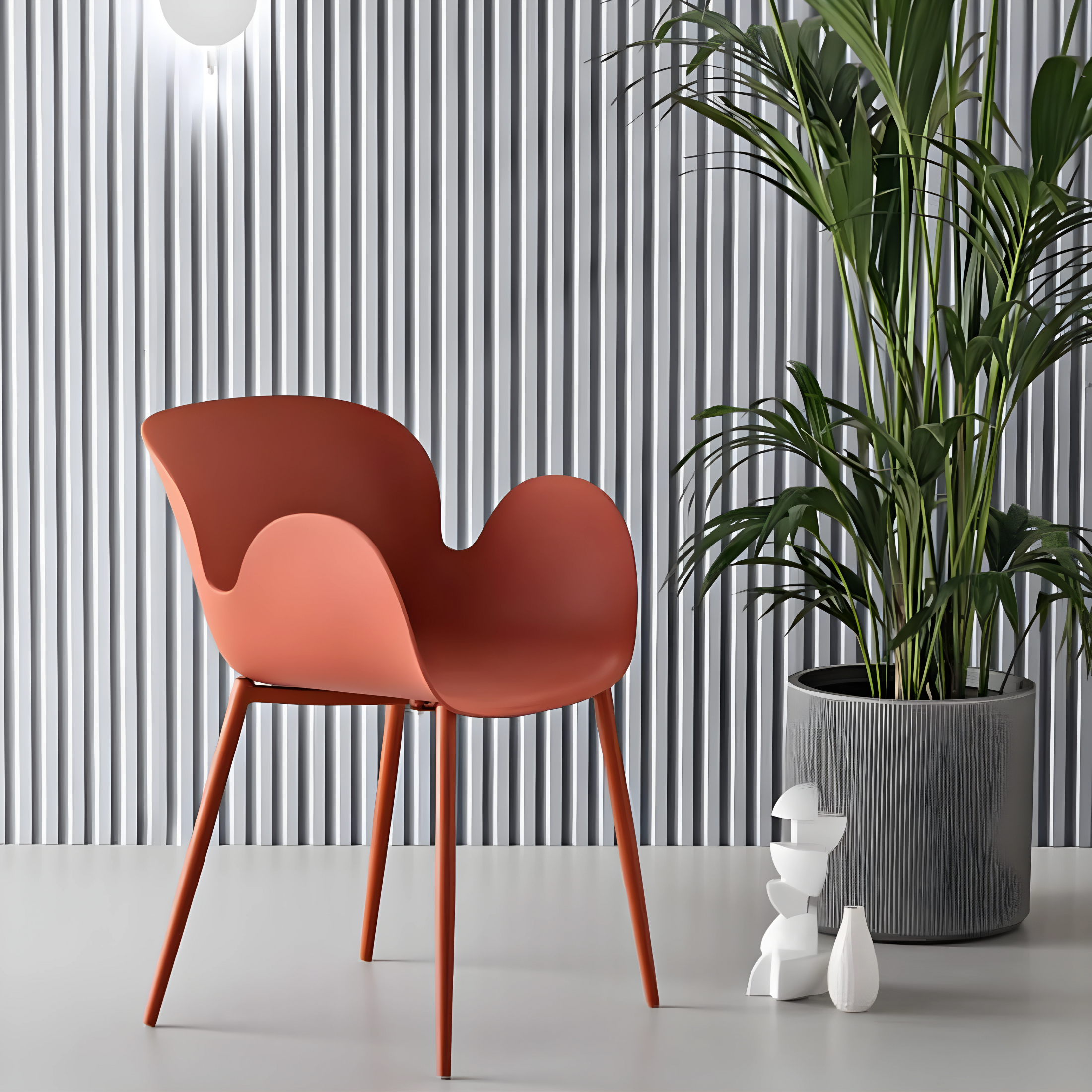 Chaise moderne en polypropylène "Fluo" avec structure en métal peint 53x56 h80 cm