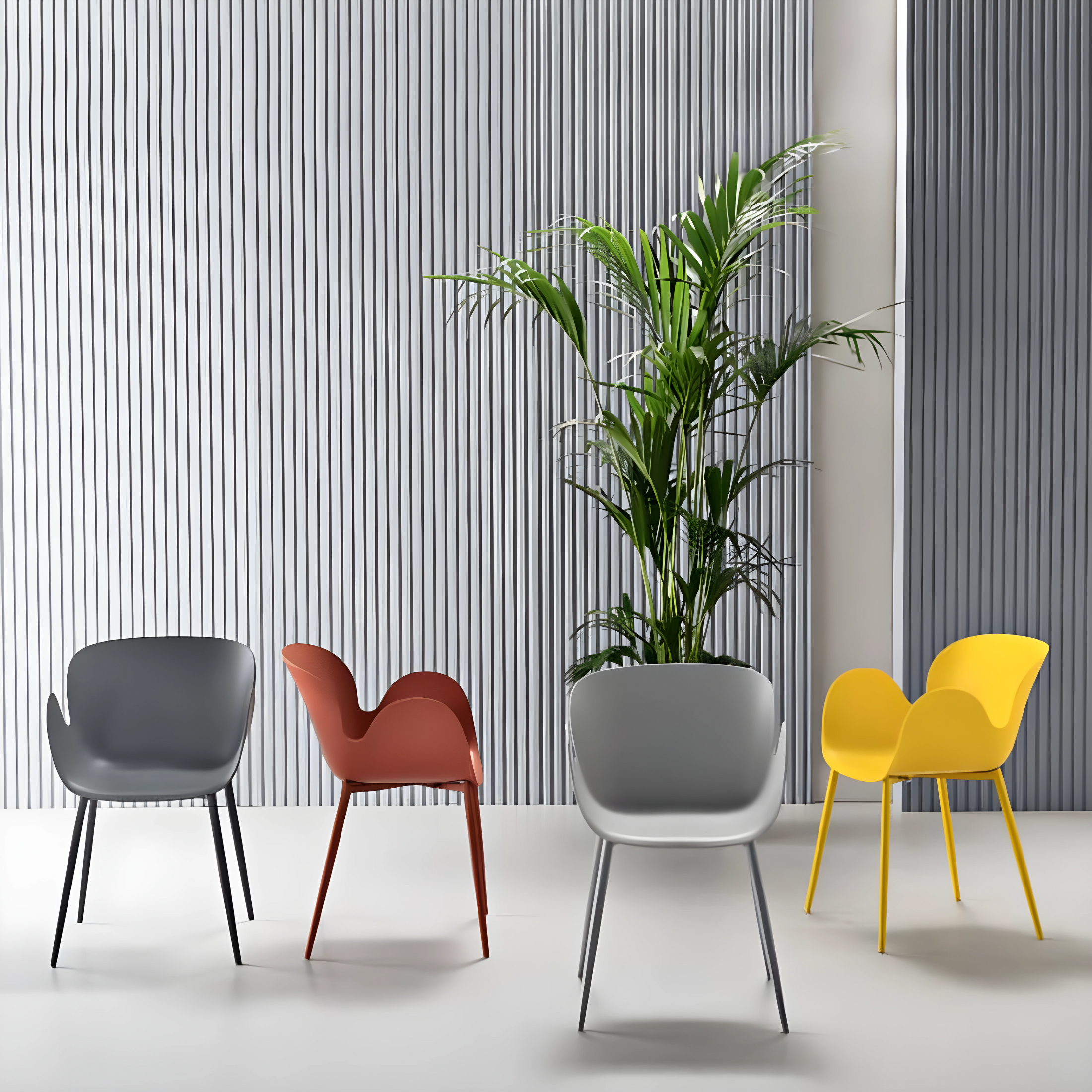 Chaise moderne en polypropylène "Fluo" avec structure en métal peint 53x56 h80 cm