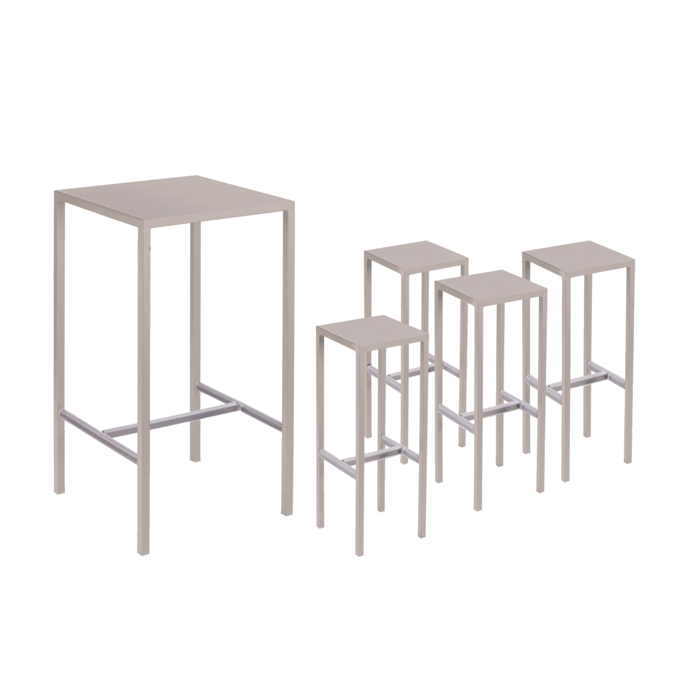 Ensemble table haute + 4 tabourets de jardin modernes "Bord de mer" en métal