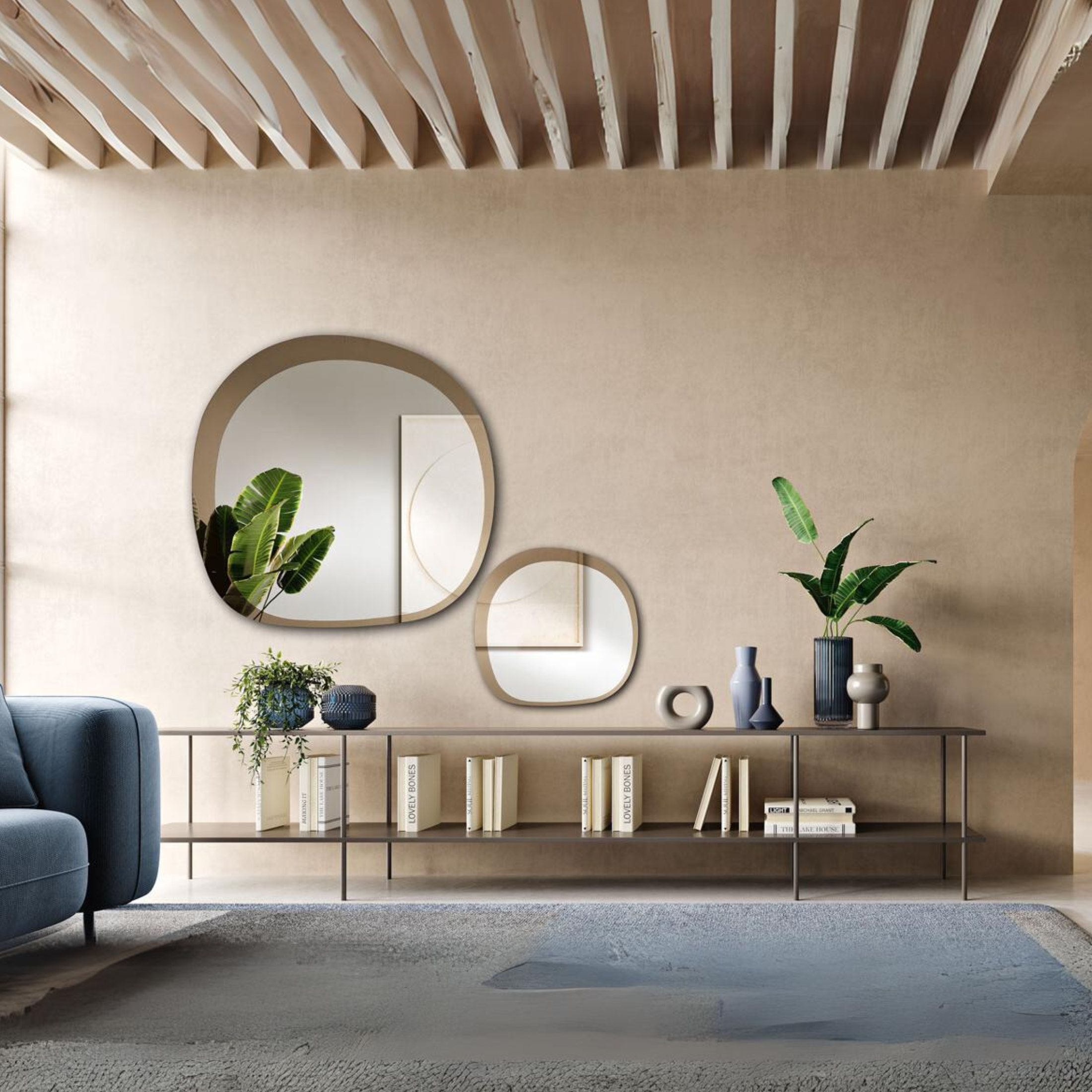 Espejo de pared "Fill" con marco perfilado de doble capa