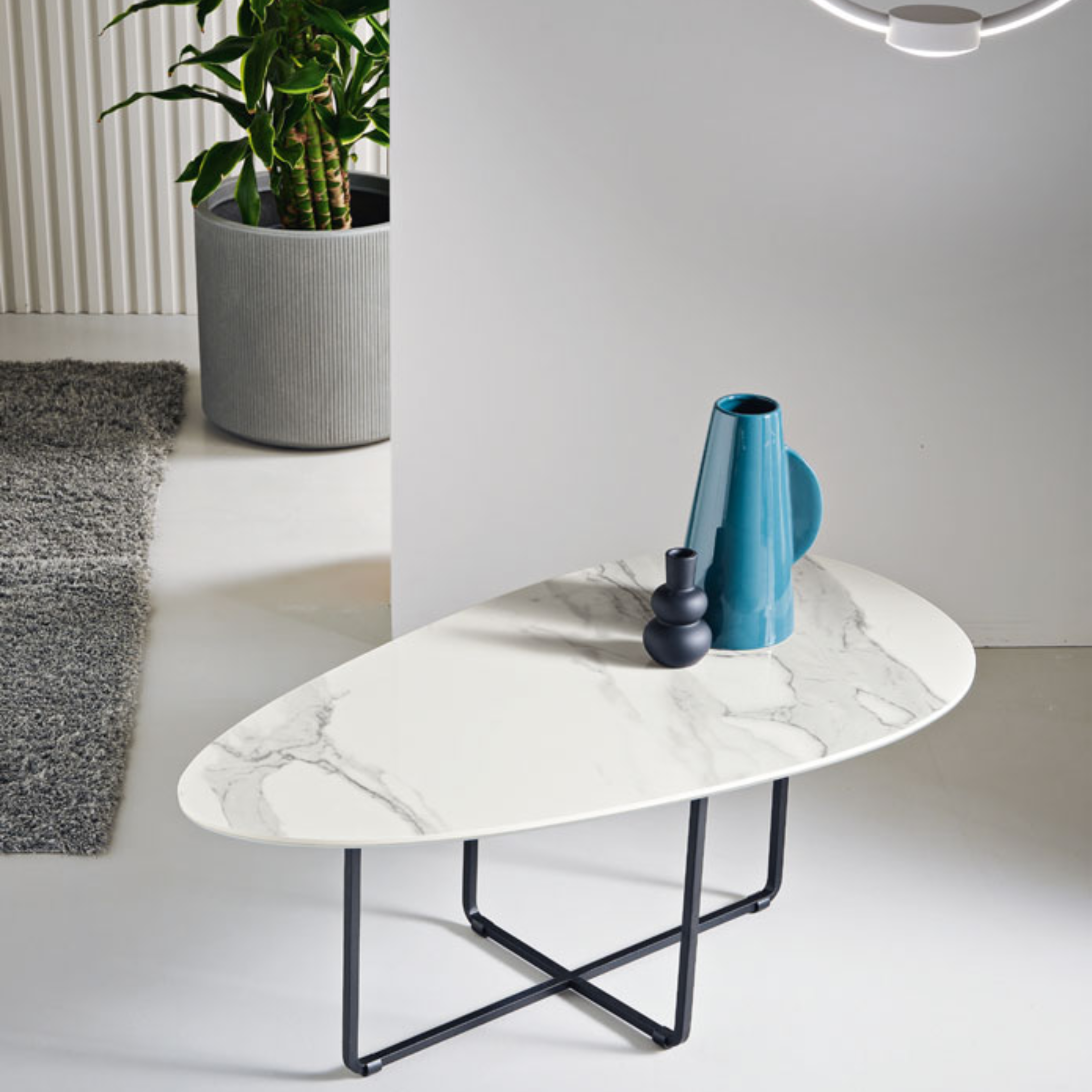 Tavolino moderno da soggiorno "Jason" struttura in metallo