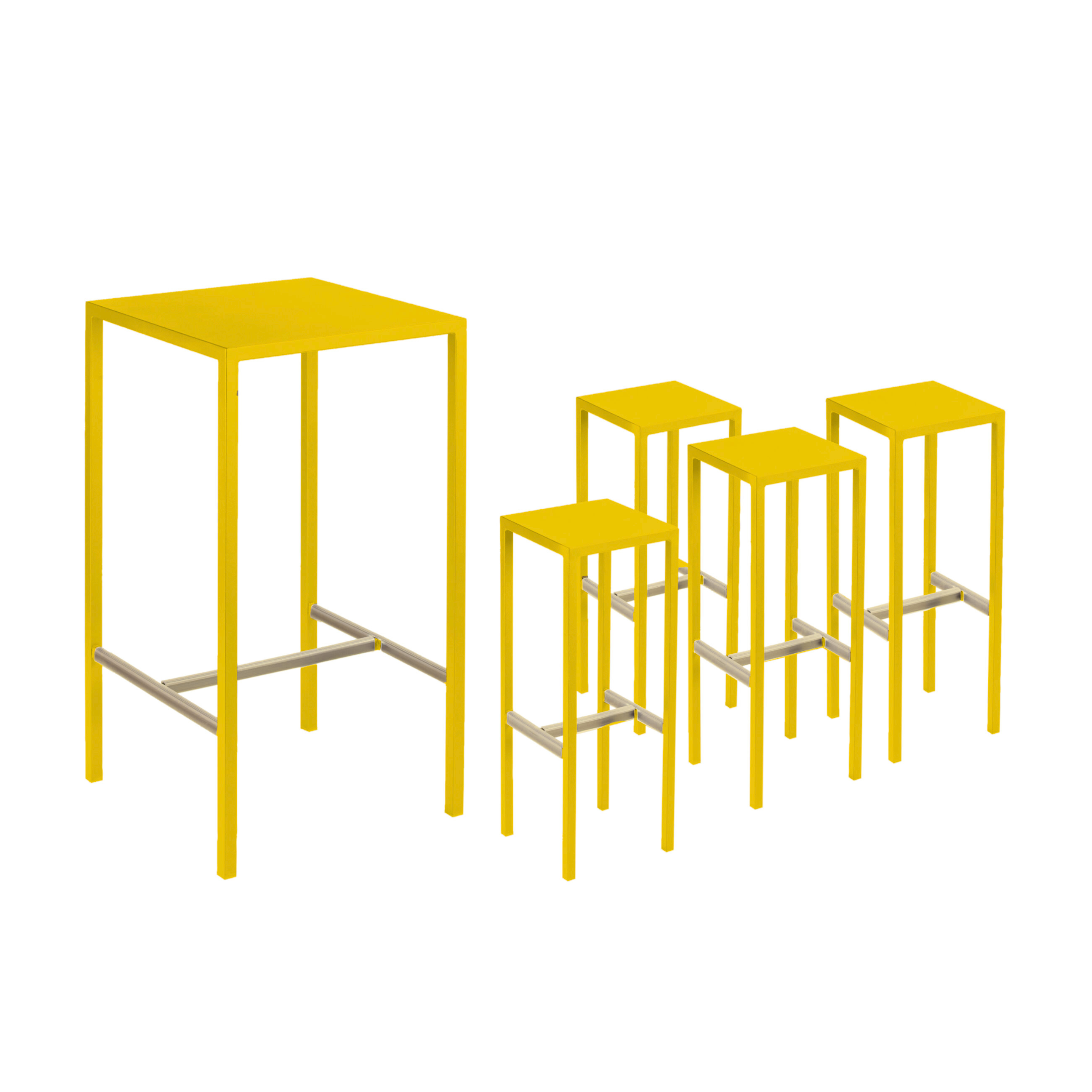 Ensemble table haute + 4 tabourets de jardin modernes "Bord de mer" en métal