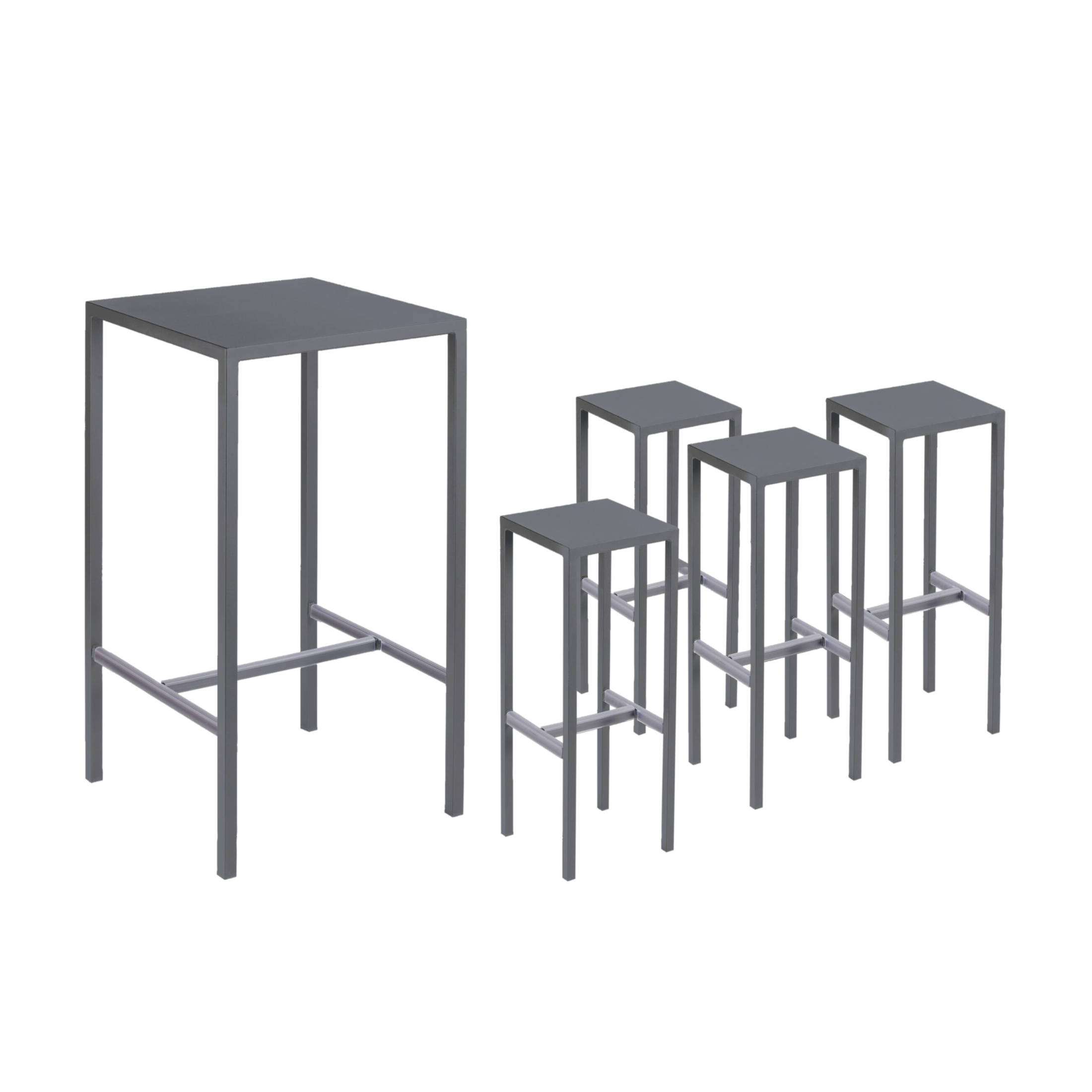 Ensemble table haute + 4 tabourets de jardin modernes "Bord de mer" en métal