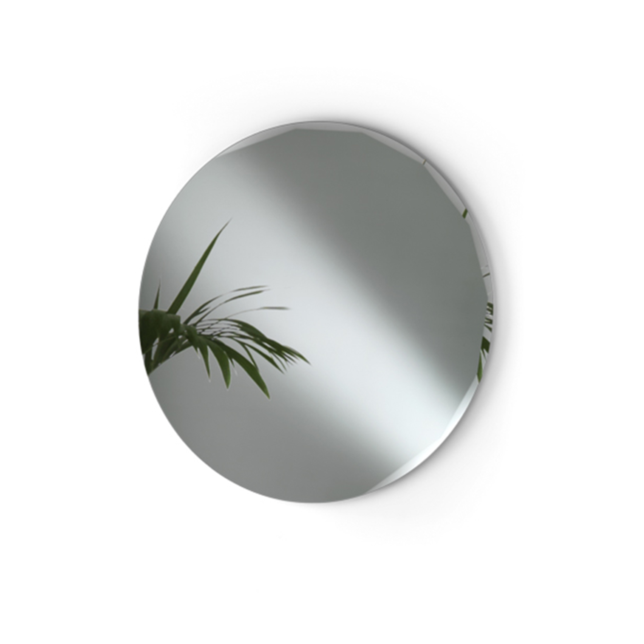 Miroir mural rond "Hara" avec détail de meulage latéral