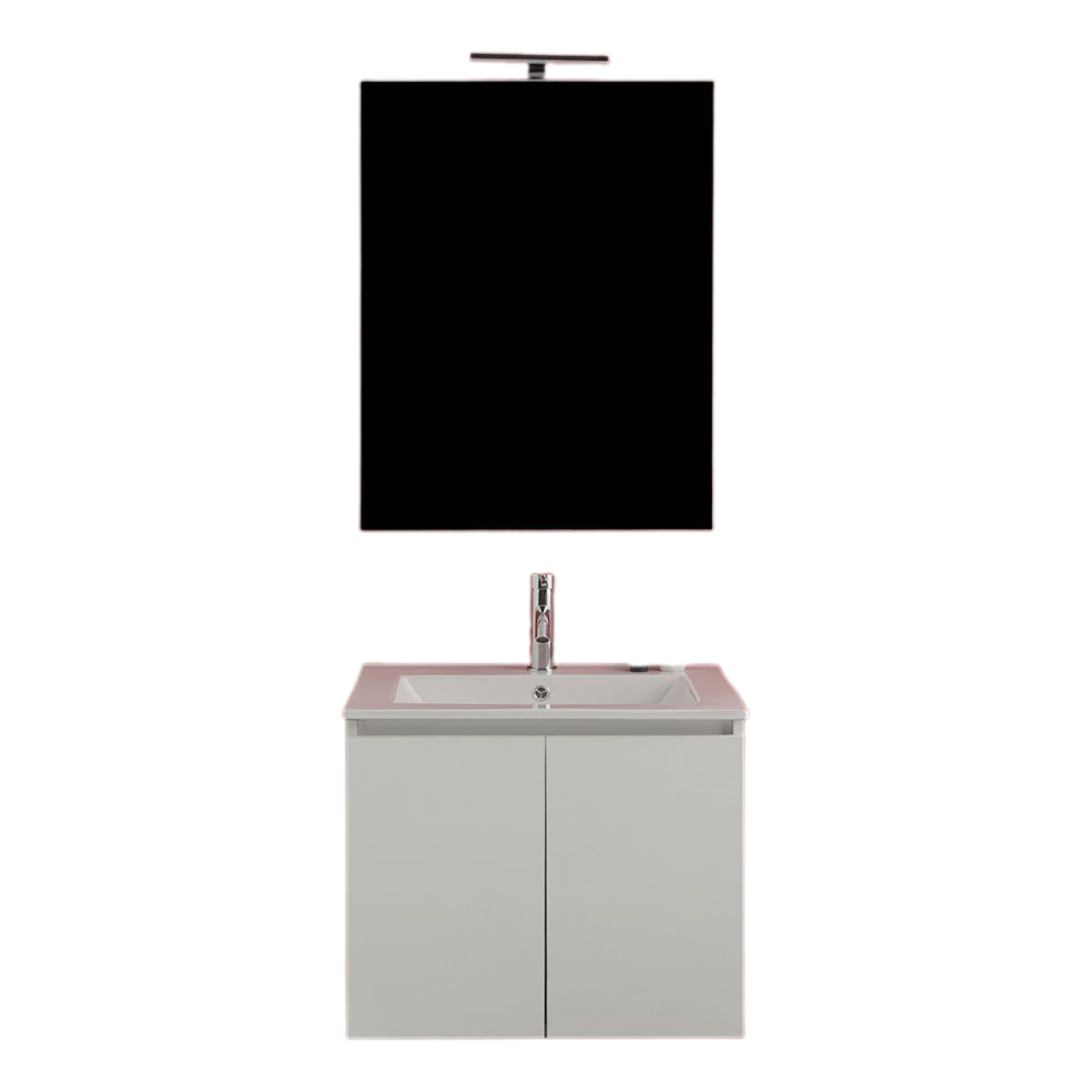 Mobile da bagno bianco "Hydra" 60 cm sospeso a 2 ante con lavabo e specchio