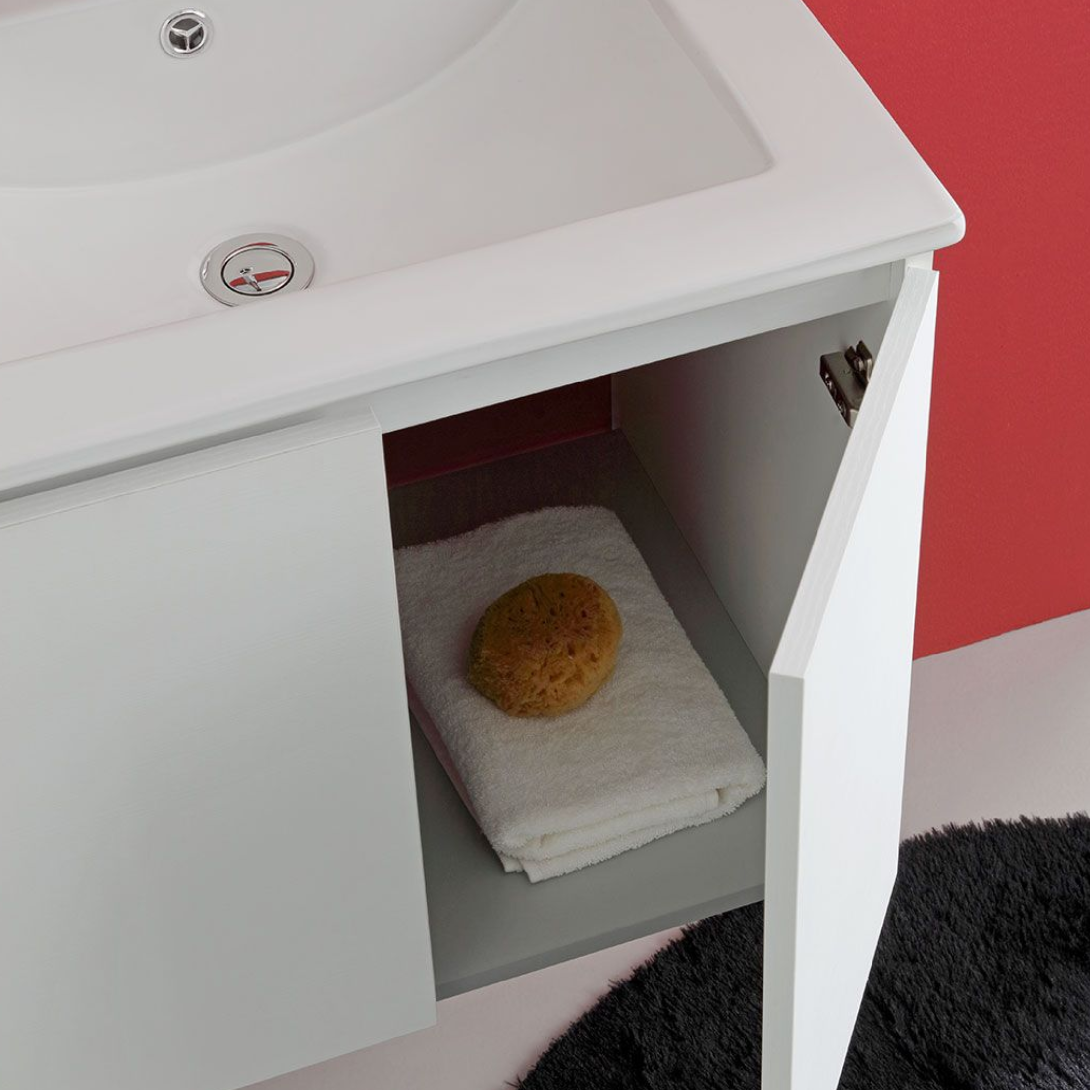 Mobile da bagno bianco "Hydra" 60 cm sospeso a 2 ante con lavabo e specchio