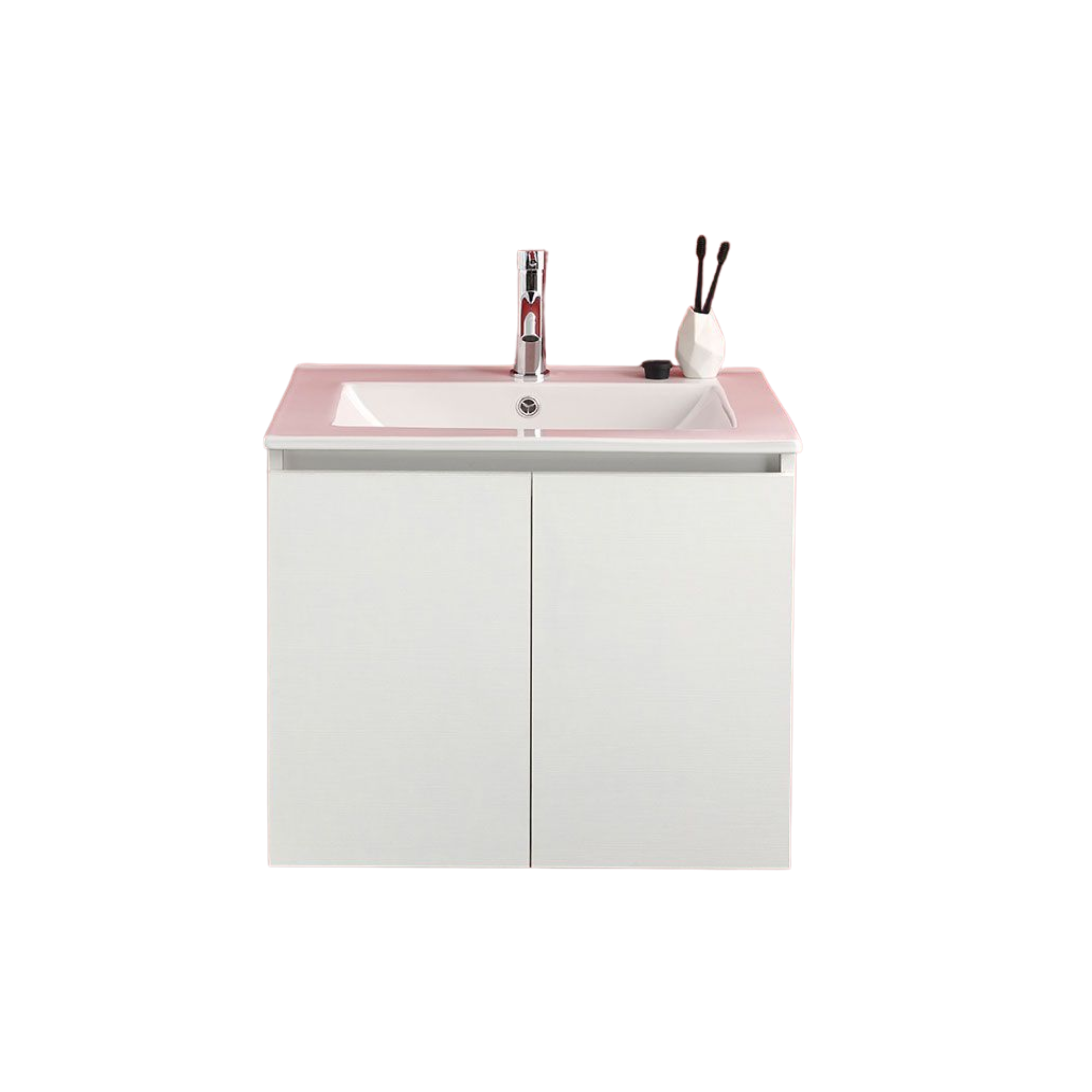 Mobile bagno sospeso 60 cm "Lefkada" a 2 ante bianco con lavabo in ceramica