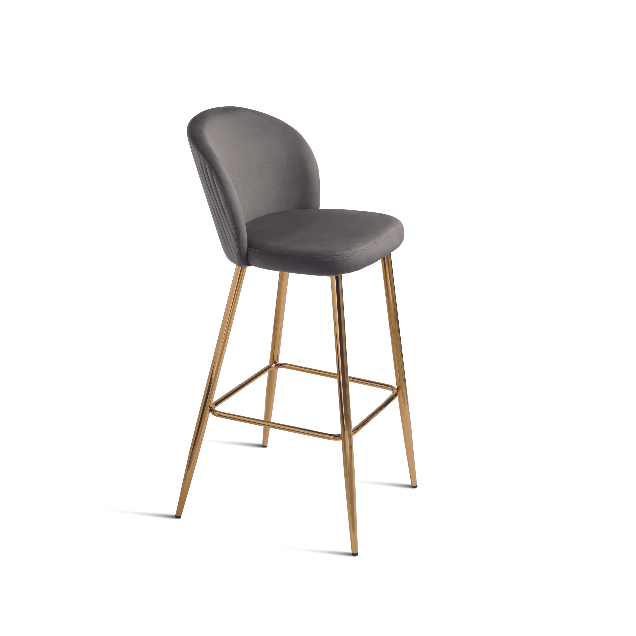 Ensemble tabouret "Megan" en velours avec structure en métal doré 48x53 cm 93h