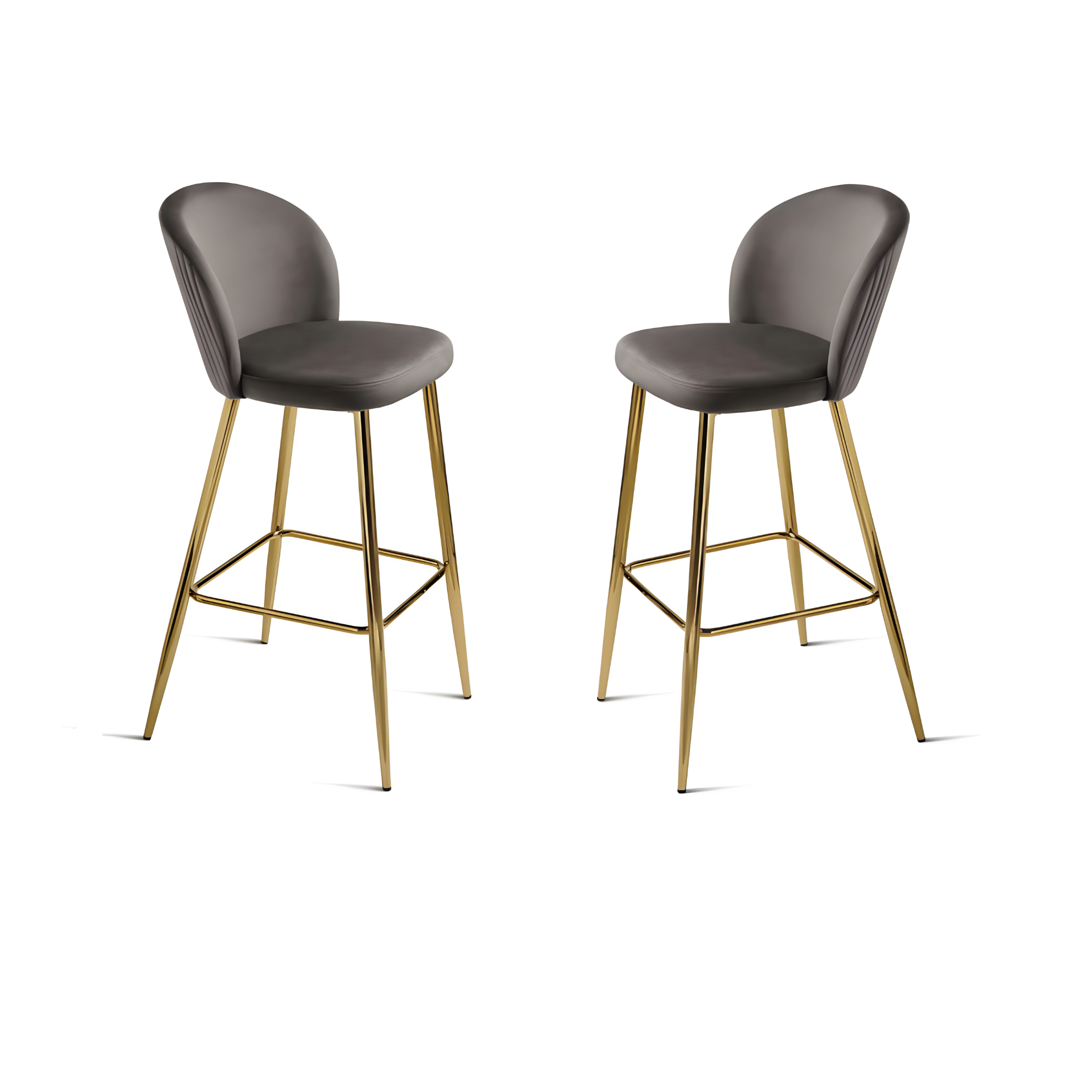Ensemble tabouret "Megan" en velours avec structure en métal doré 48x53 cm 93h