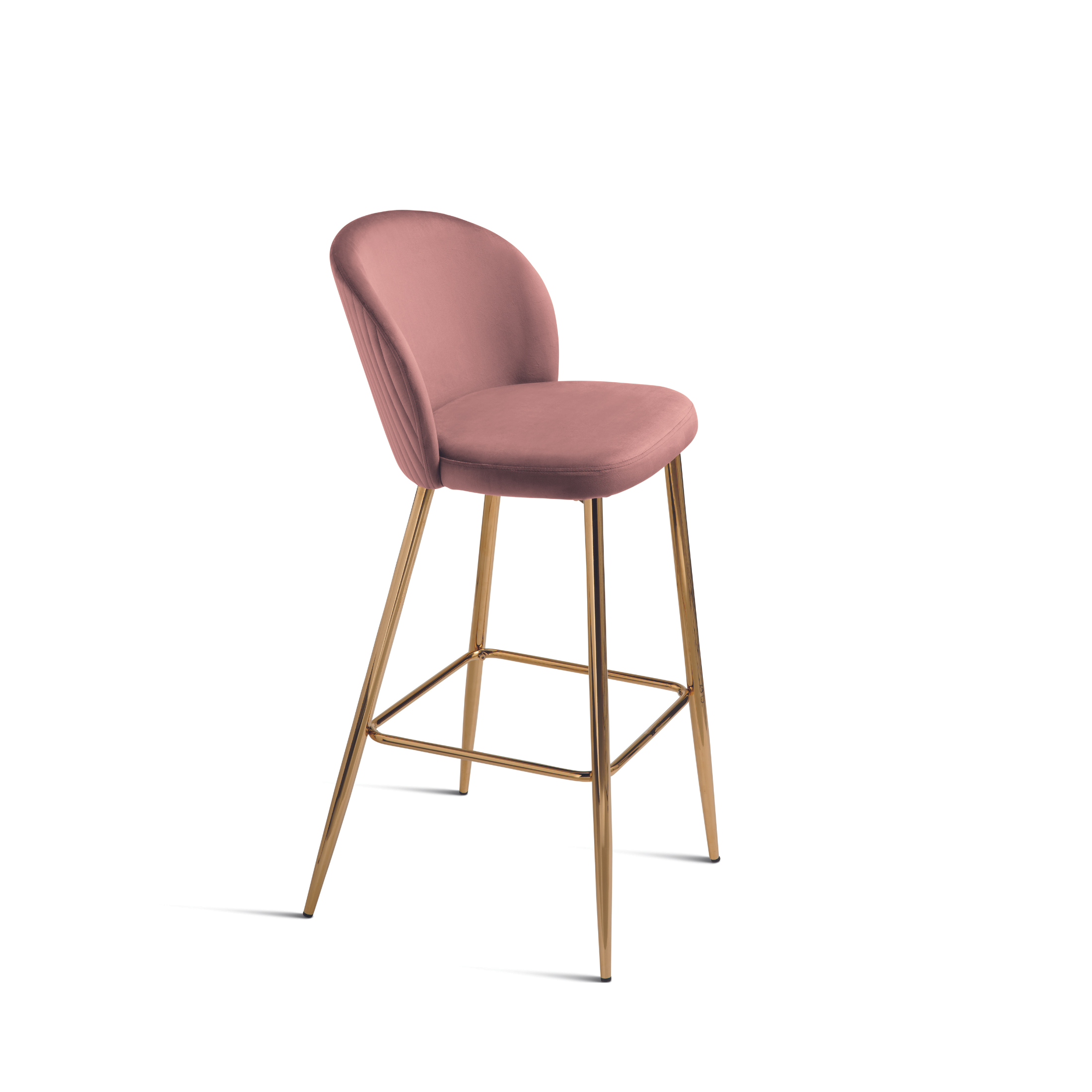 Ensemble tabouret "Megan" en velours avec structure en métal doré 48x53 cm 93h