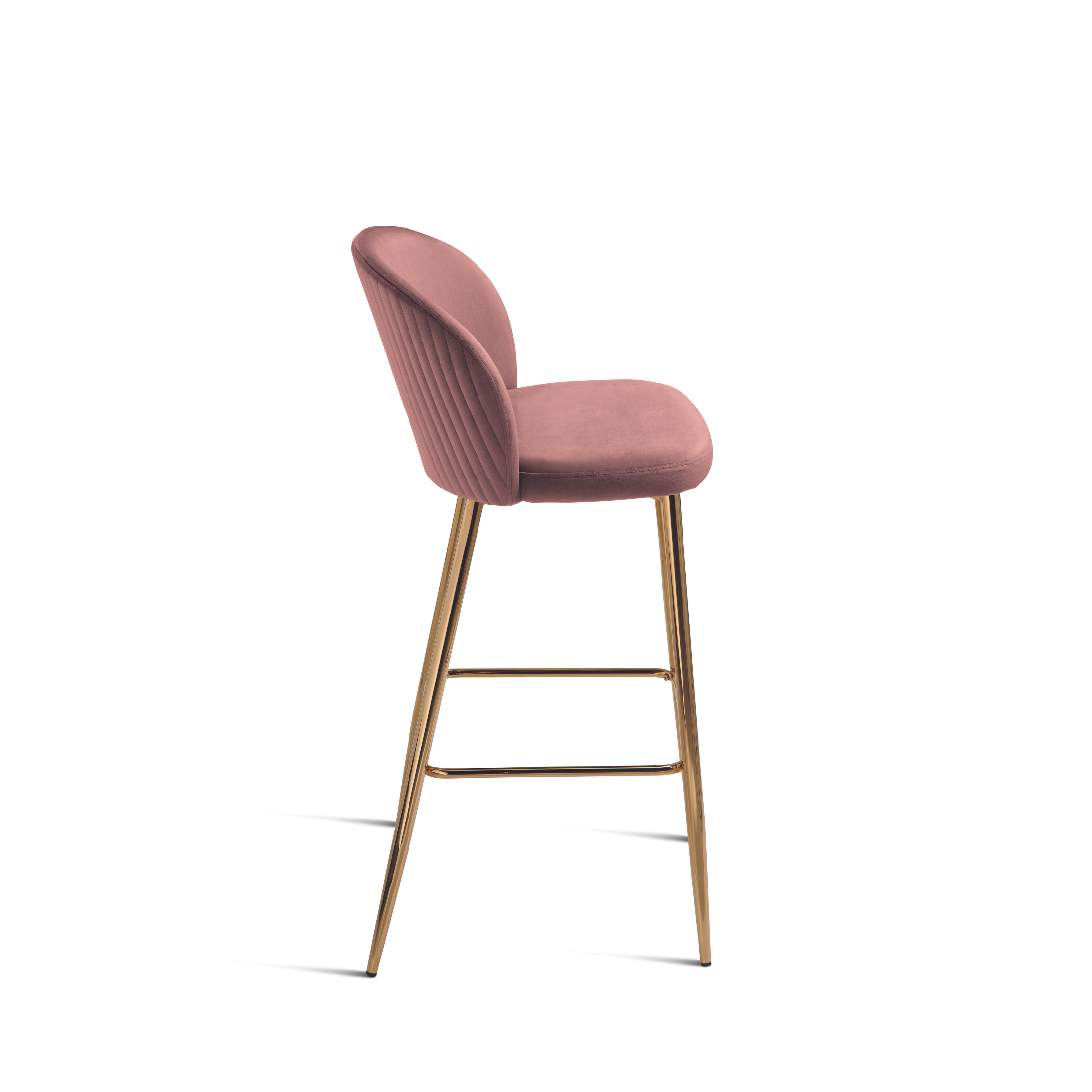 Ensemble tabouret "Megan" en velours avec structure en métal doré 48x53 cm 93h