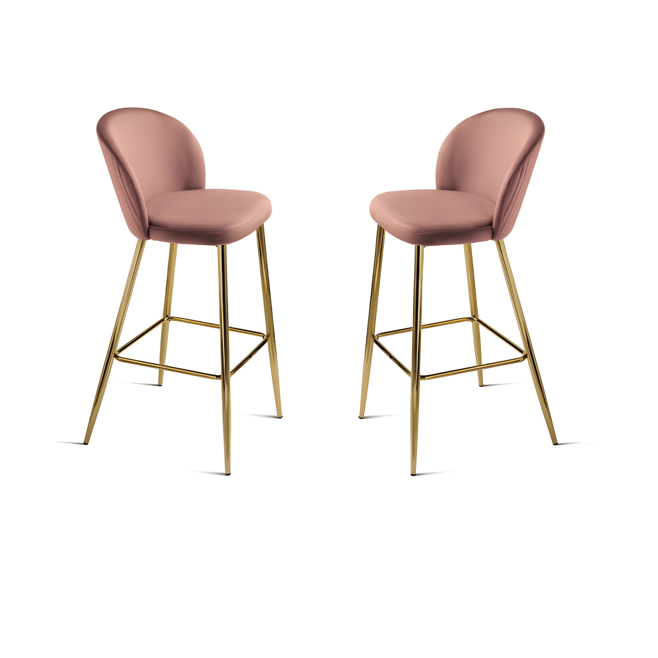 Ensemble tabouret "Megan" en velours avec structure en métal doré 48x53 cm 93h
