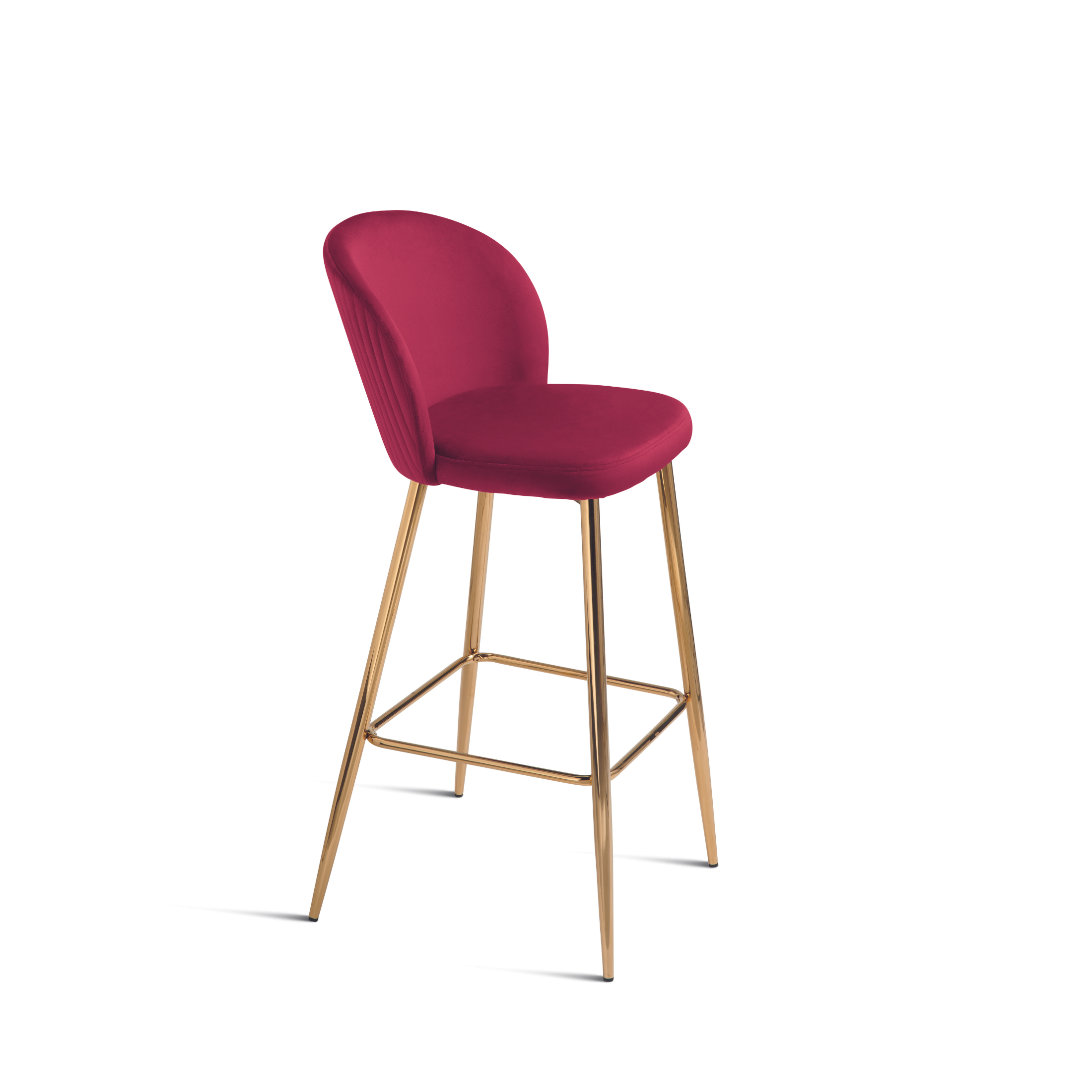 Ensemble tabouret "Megan" en velours avec structure en métal doré 48x53 cm 93h